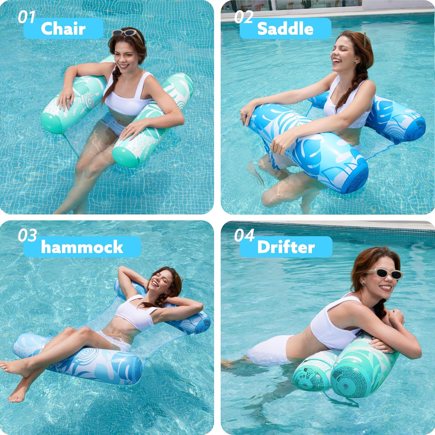 Thumbnail 1 de Sloosh 2 Packs Hammock Pool Floats for Adults — 4-in-1 Inflatable Lounge