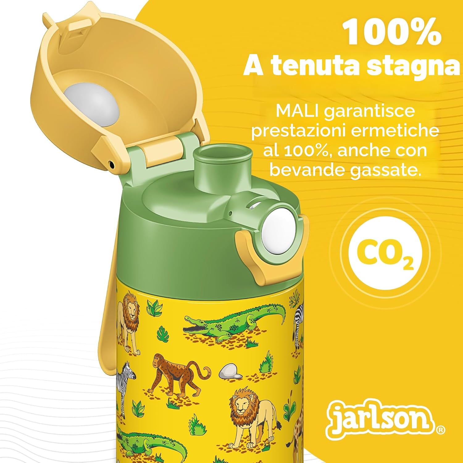 Detalle de Jarlson Borraccia Termica Bambini 500ml Mali: sicurezza, praticità e stile per scuola e sport