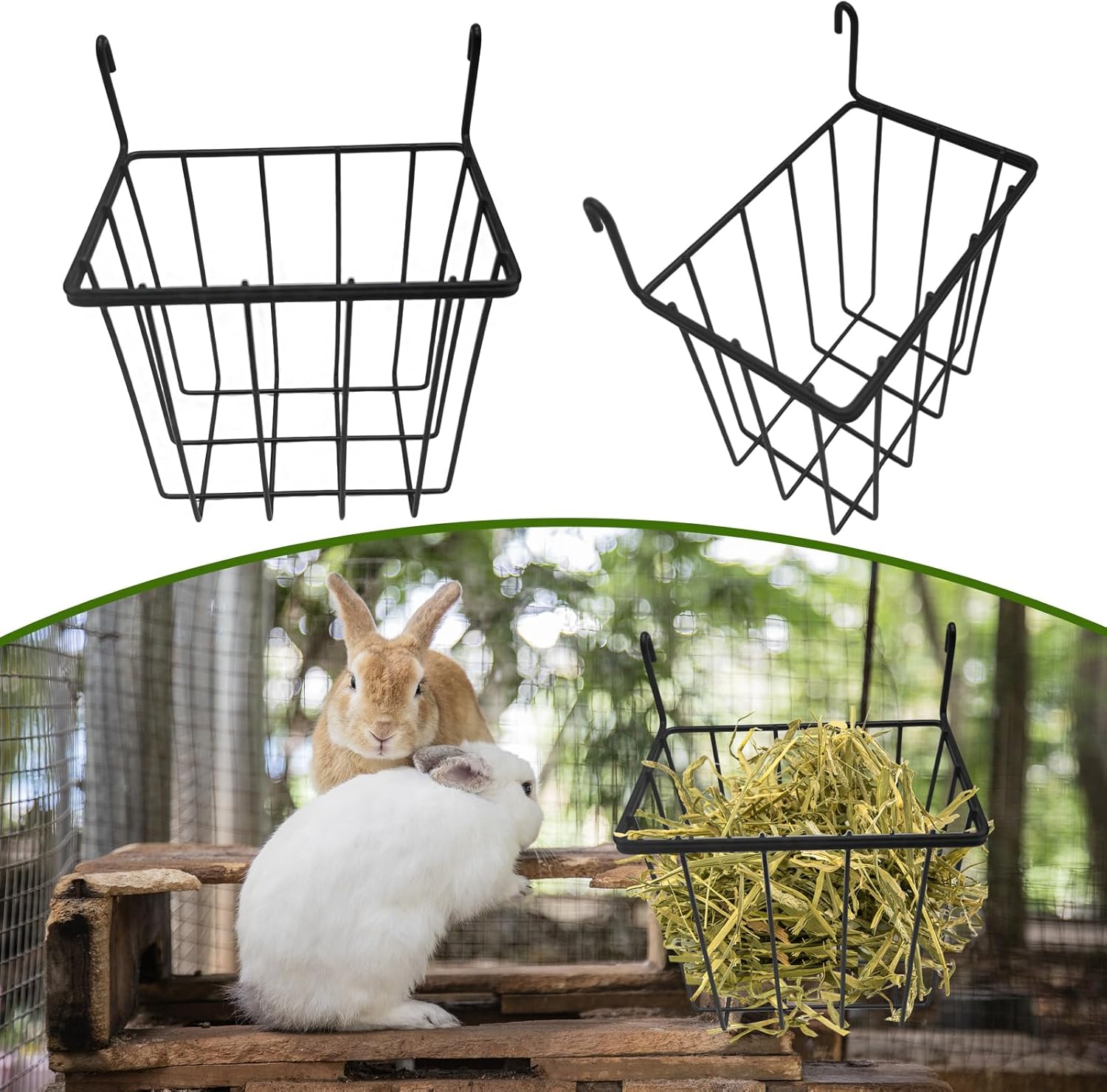 Detalle 2 de 2 PCS Rabbit Hay Feeder and Guinea Pig Hay Feeder – Metal Cage Food Racks