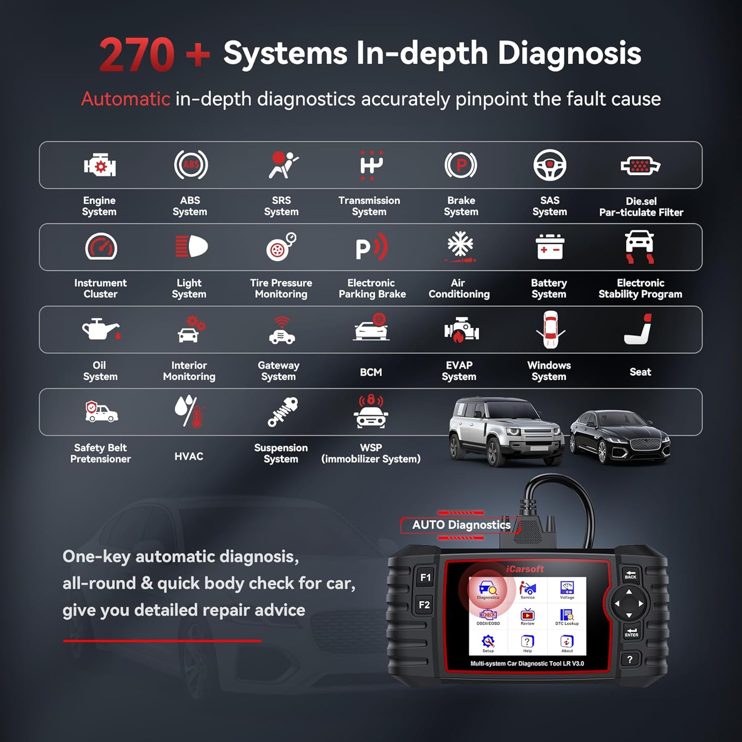 Thumbnail 1 de iCarsoft LR V3.0 OBD2 scanner with 43 services