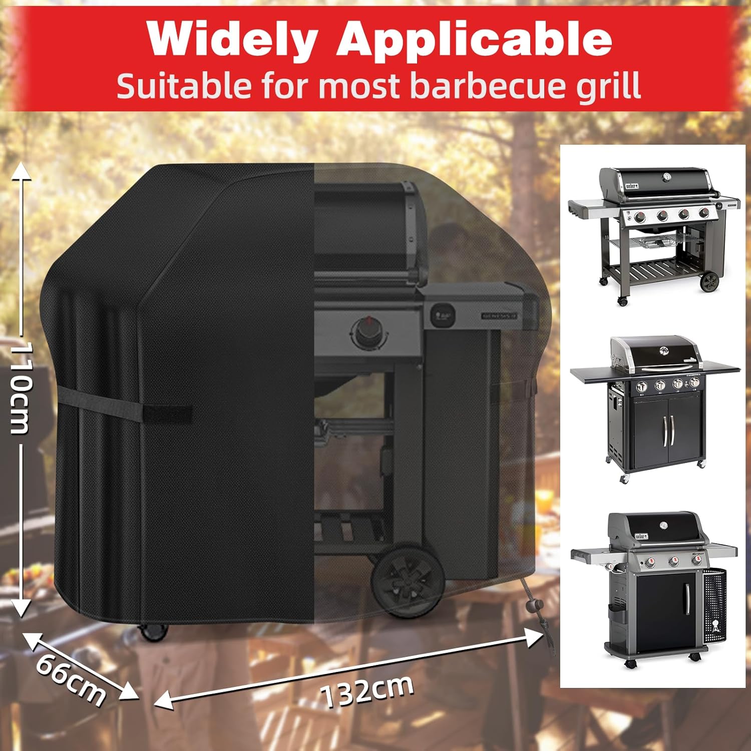 Thumbnail 1 de SPGOOD Wetterfeste Grillabdeckung (420D Oxford) für Gasgrill, 132 x 66 x 110 cm