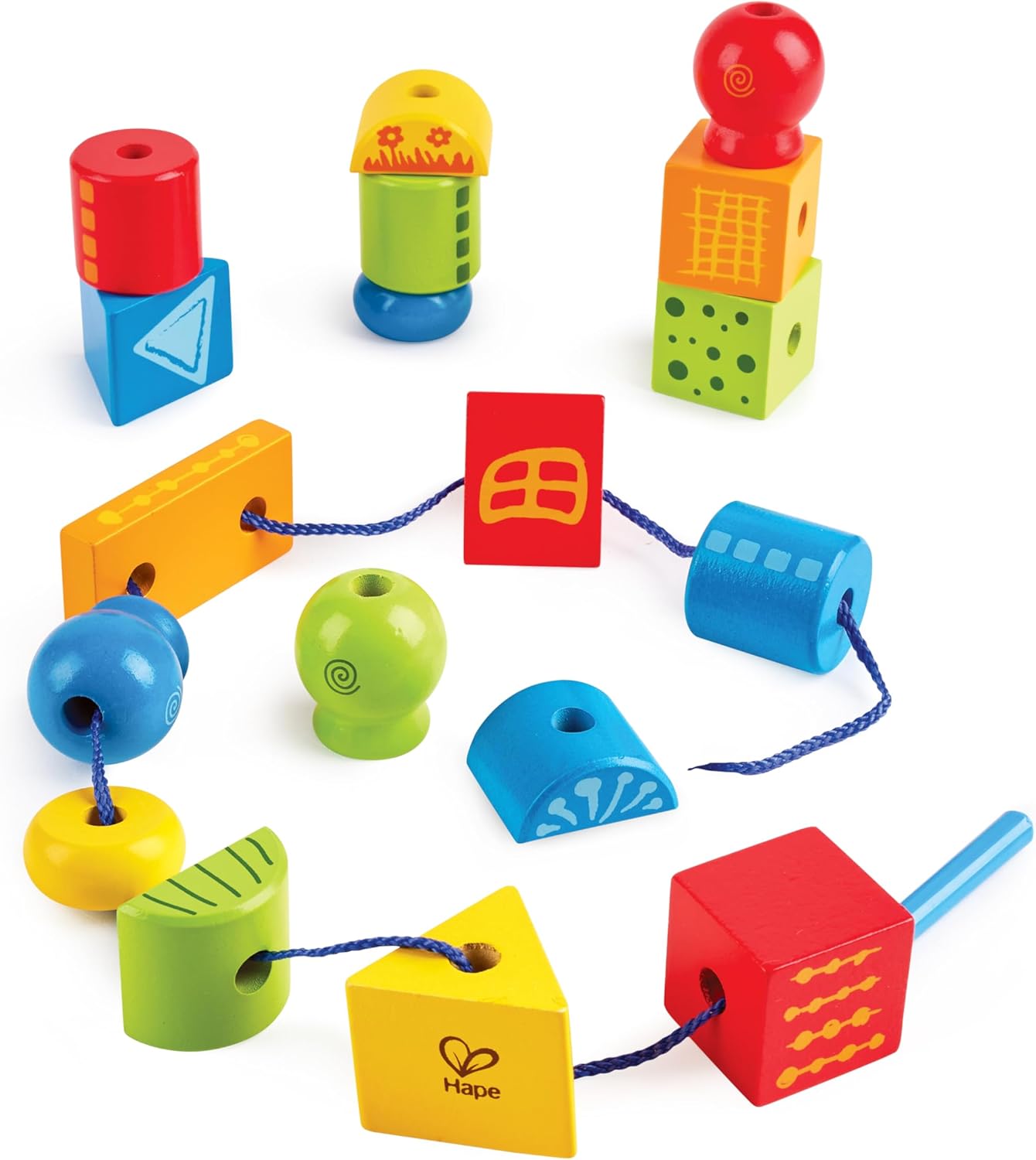 Thumbnail 6 de Hape Formes à Enfiler – Ensemble de 32 perles en bois à enfiler, multicolore