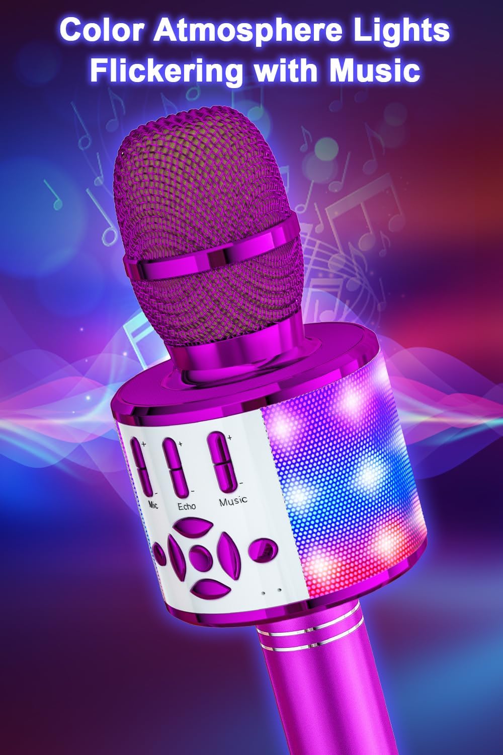 Thumbnail 2 de BONAOK Microfono Bluetooth Karaoke portatile per adulti con cambio voce e altoparlante (Viola)