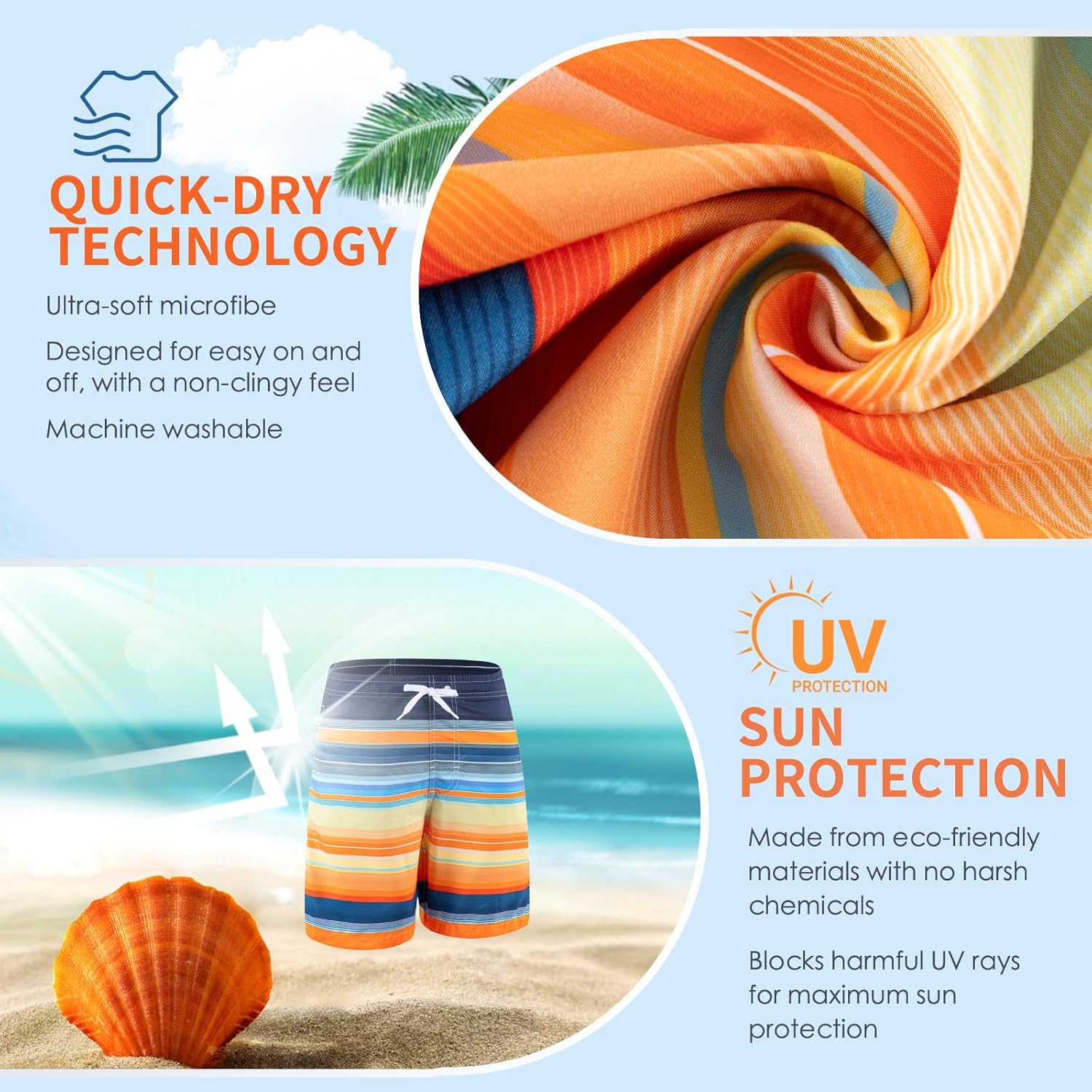 Detalle de Todbiccz Boys Swim Trunks 3 Pack: Quick-Dry, UPF 50+ Protection