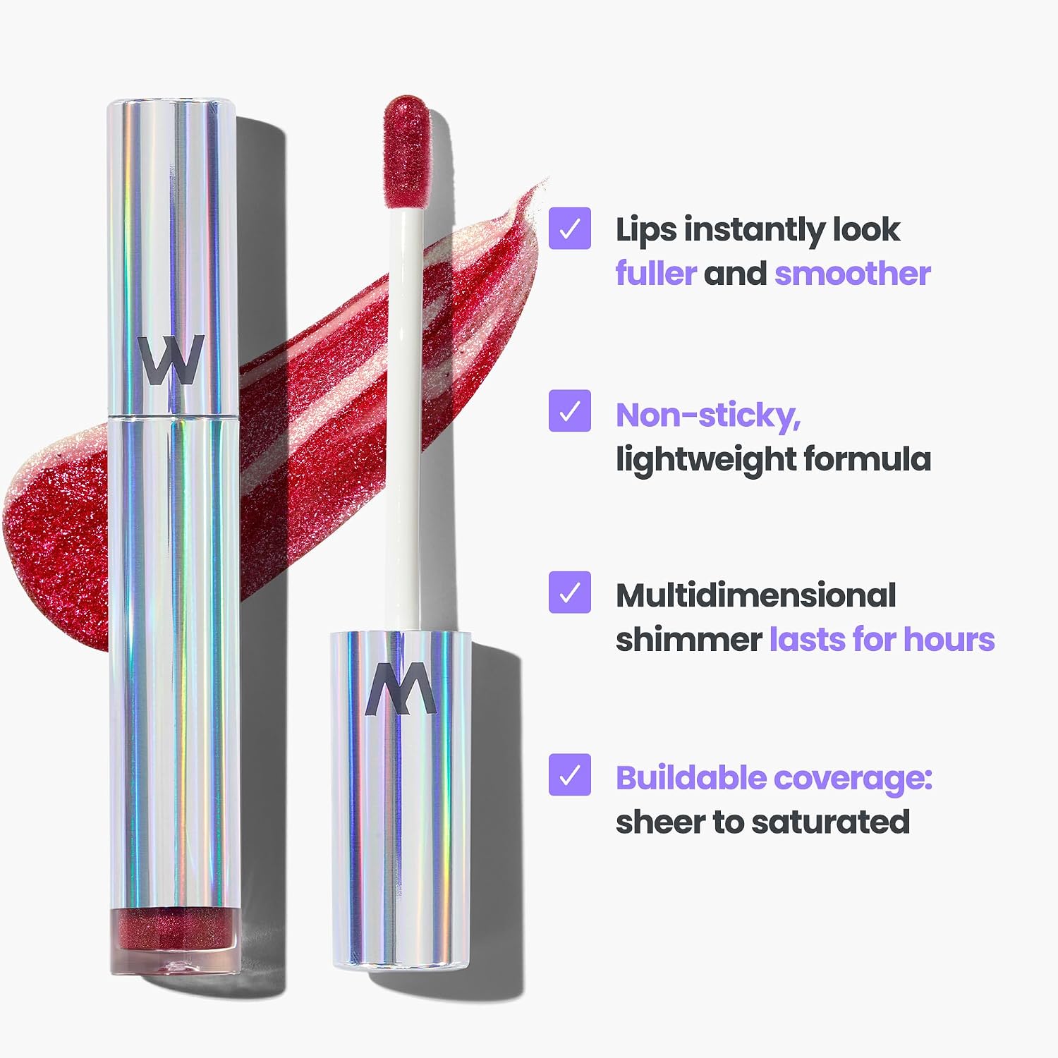 Detalle 1 de Wonderskin Lip Gloss Blading Top Gloss Red Glitter 3D