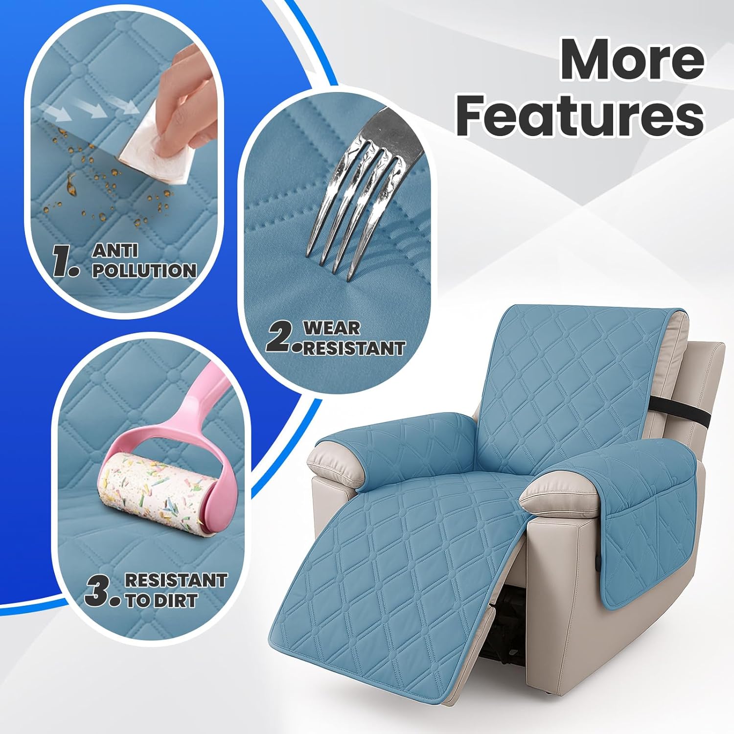 Thumbnail 5 de Ystyle housse 100% étanche pour fauteuil relax inclinable électrique 1 place, bleu aqua