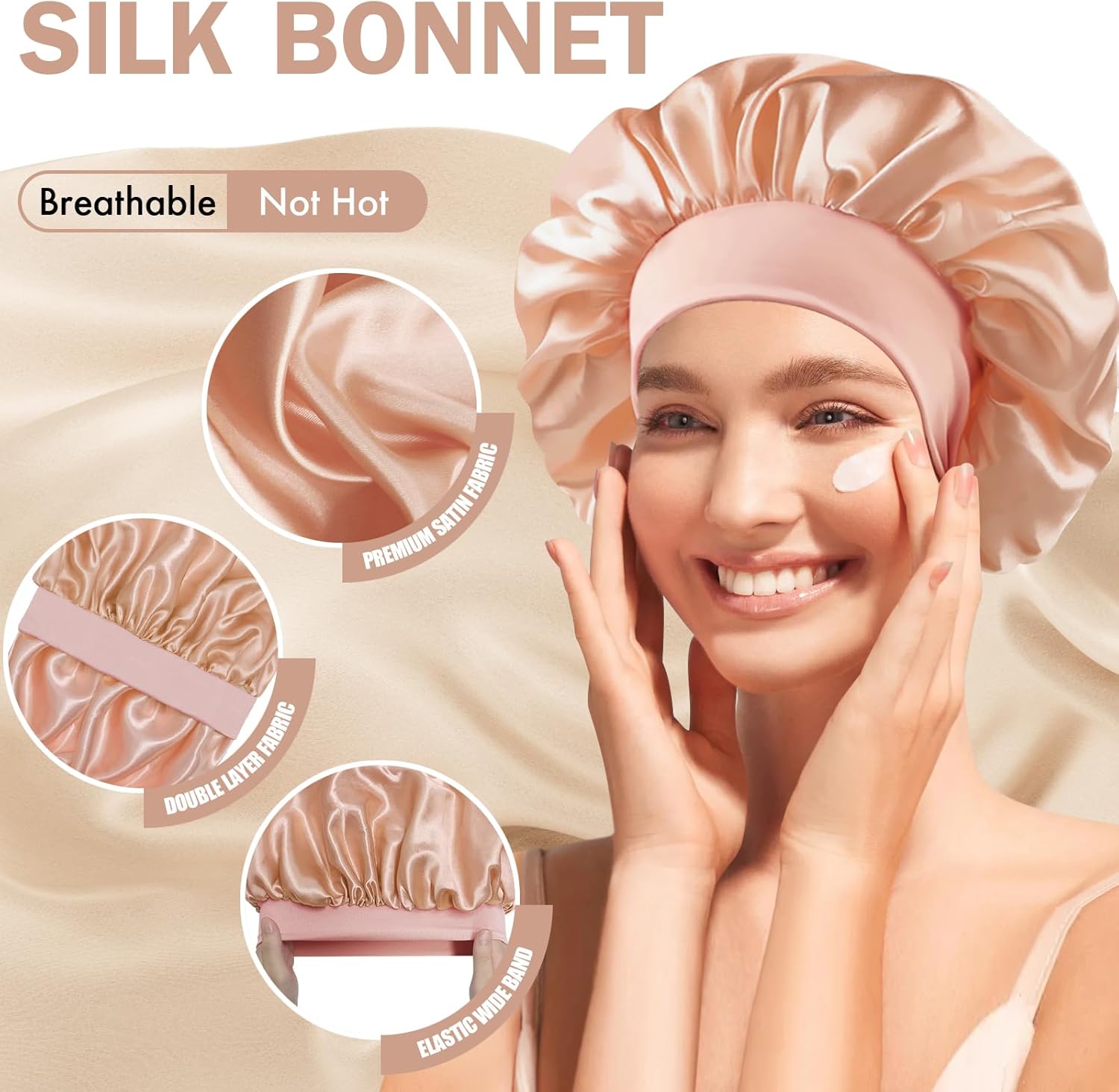 Thumbnail 2 de Doitory Satin Silk Bonnet for Sleeping — Double-Layer Silk Sleep Cap