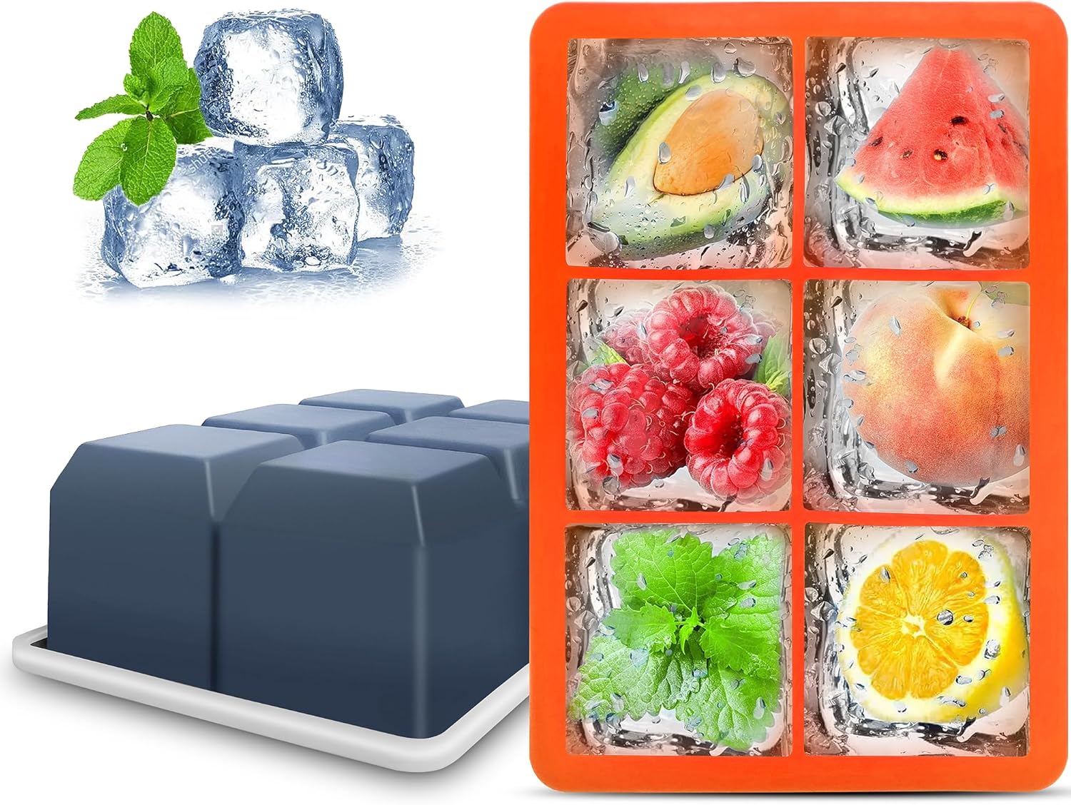 Thumbnail 6 de Excnorm Silicone Ice Cube Trays (3-Pack) — Large Flexible Square Ice Molds with Removable Lids