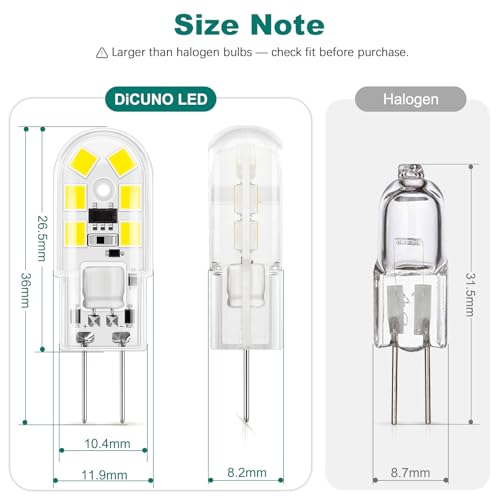 Detalle de DiCUNO Ampoule LED G4 12V 1,5W – Blanc froid 6000K, Lot de 10