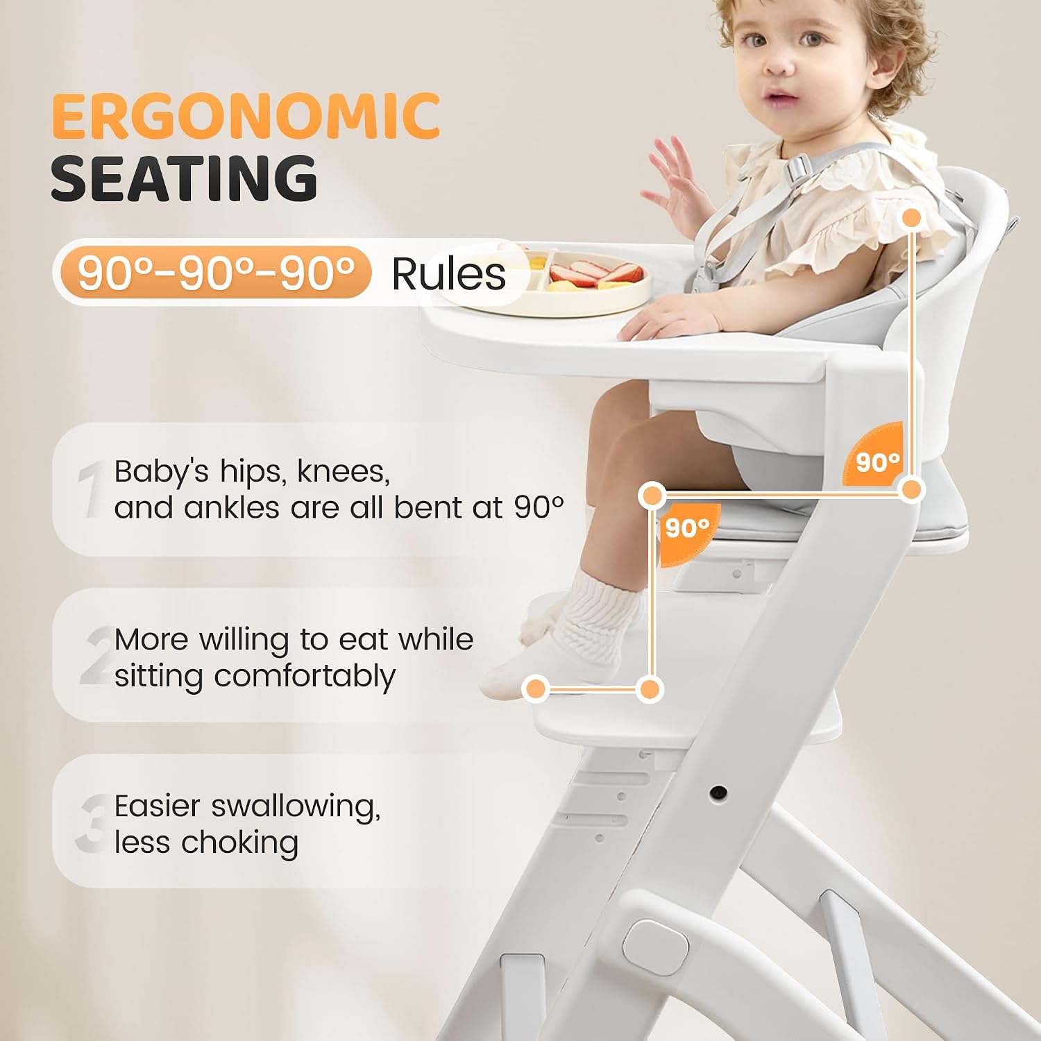 Thumbnail 2 de AmazingLife Convertible Baby High Chair, 220 lb Capacity, Adjustable Seat & Tray, Grey