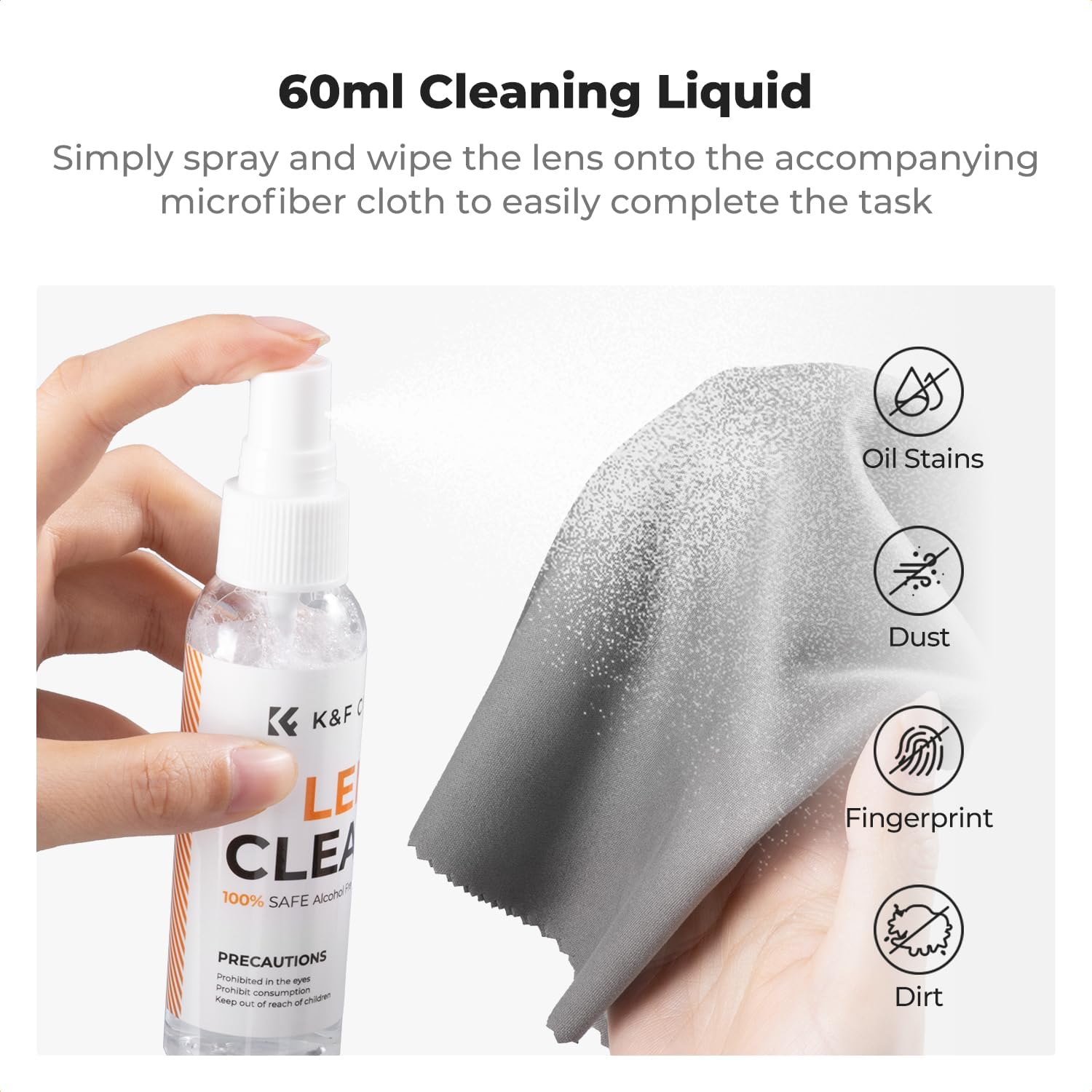 Detalle de K&F CONCEPT 25 in 1 Camera Cleaning Kit — Comprehensive Kit for DSLR Lenses, Sensors and More