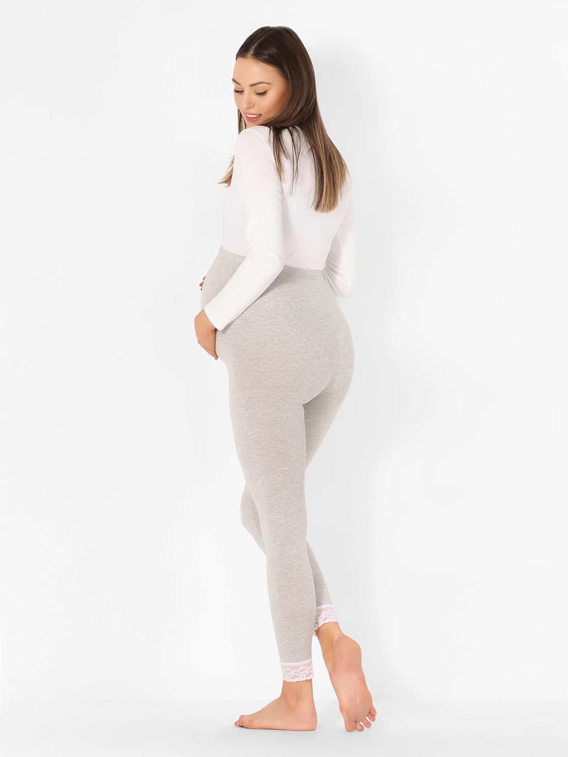 Thumbnail 1 de Be Mammy Leggings Premaman 7/8 BE20-262 – Leggings premaman in viscosa con bordo in pizzo