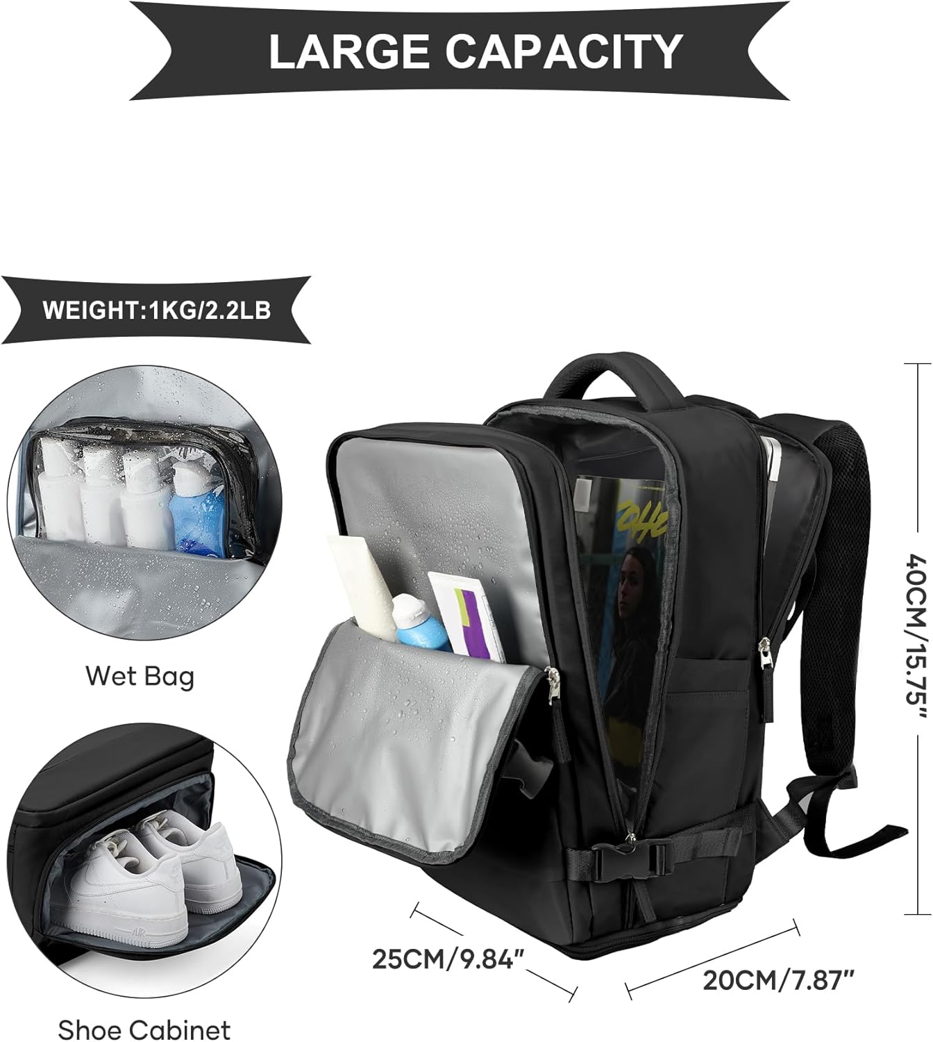 Thumbnail 4 de SZLX Mochila de viaje para mujer 40x20x25 (cabina) impermeable y con compartimento para portátil