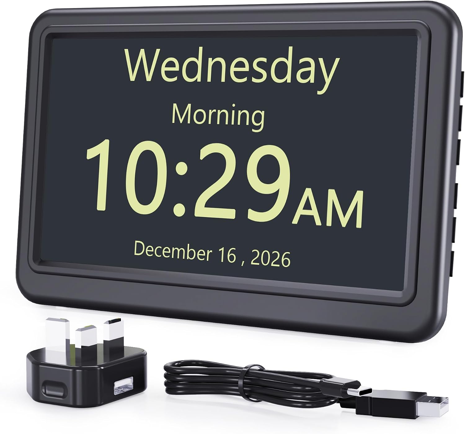 Detalle de ROCAM CR1029-Black 7-Inch Digital Calendar Clock with 20 Alarms and Auto-Dimming