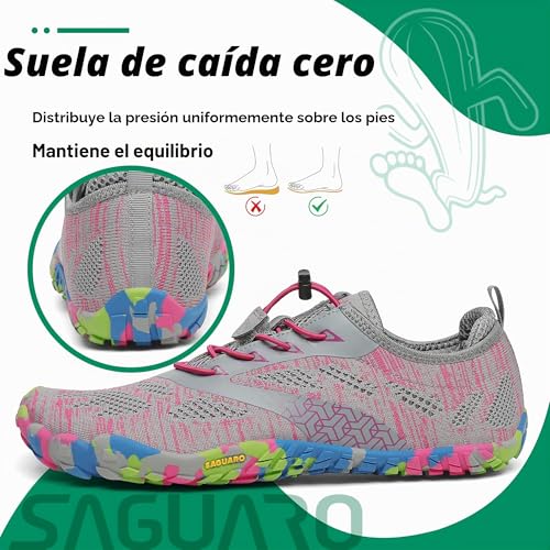 Thumbnail 5 de SAGUARO Zapatillas Barefoot Minimalistas para Hombre/Mujer Rosa 38 EU