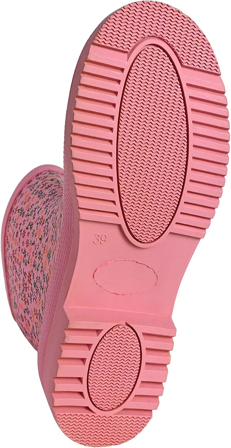 Detalle de Regenliebe Damen Gummistiefel Flowers – halbhoher Regenstiefel mit kälteisolierender Einlegesohle