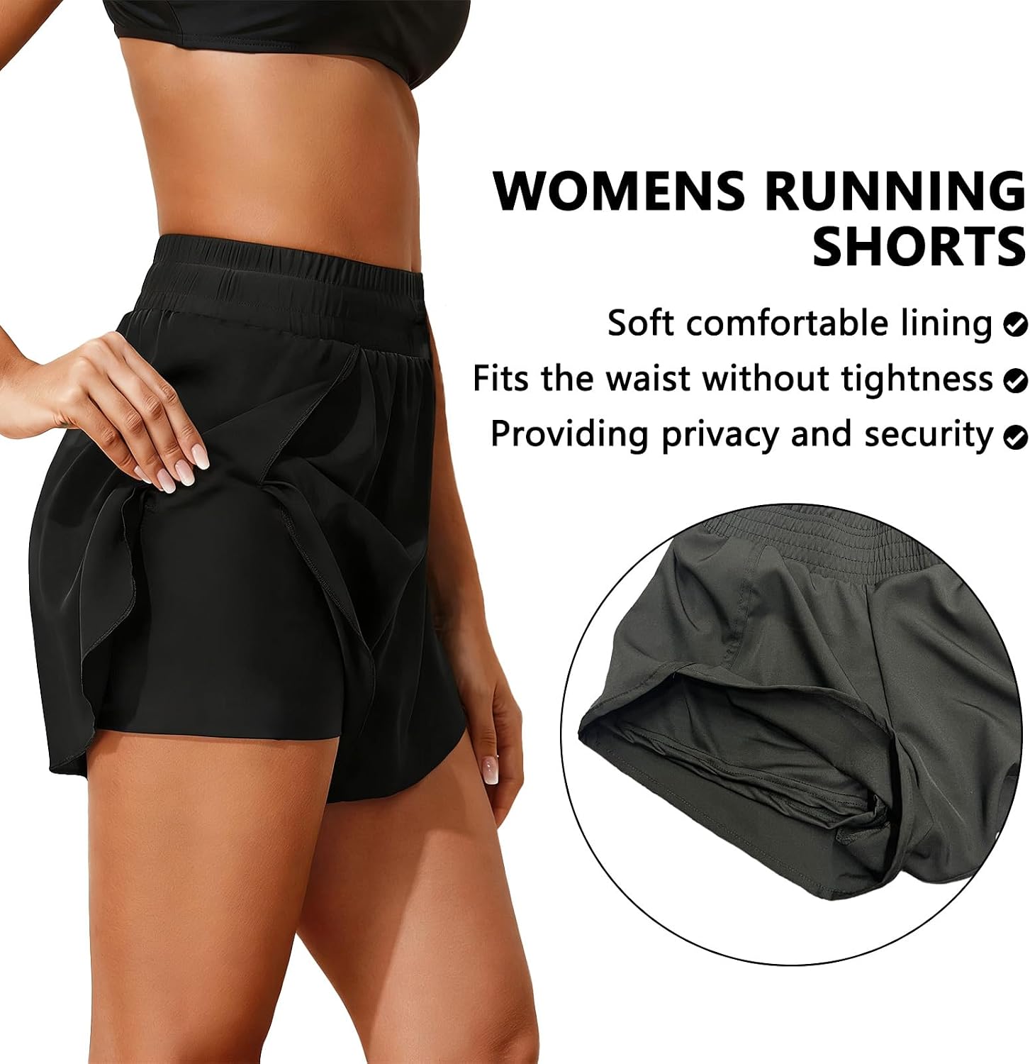 Detalle 2 de JiaYouLC Women's 2 in 1 Running Shorts with One-Side Pocket – Quick-Dry, Lightweight and Flexible