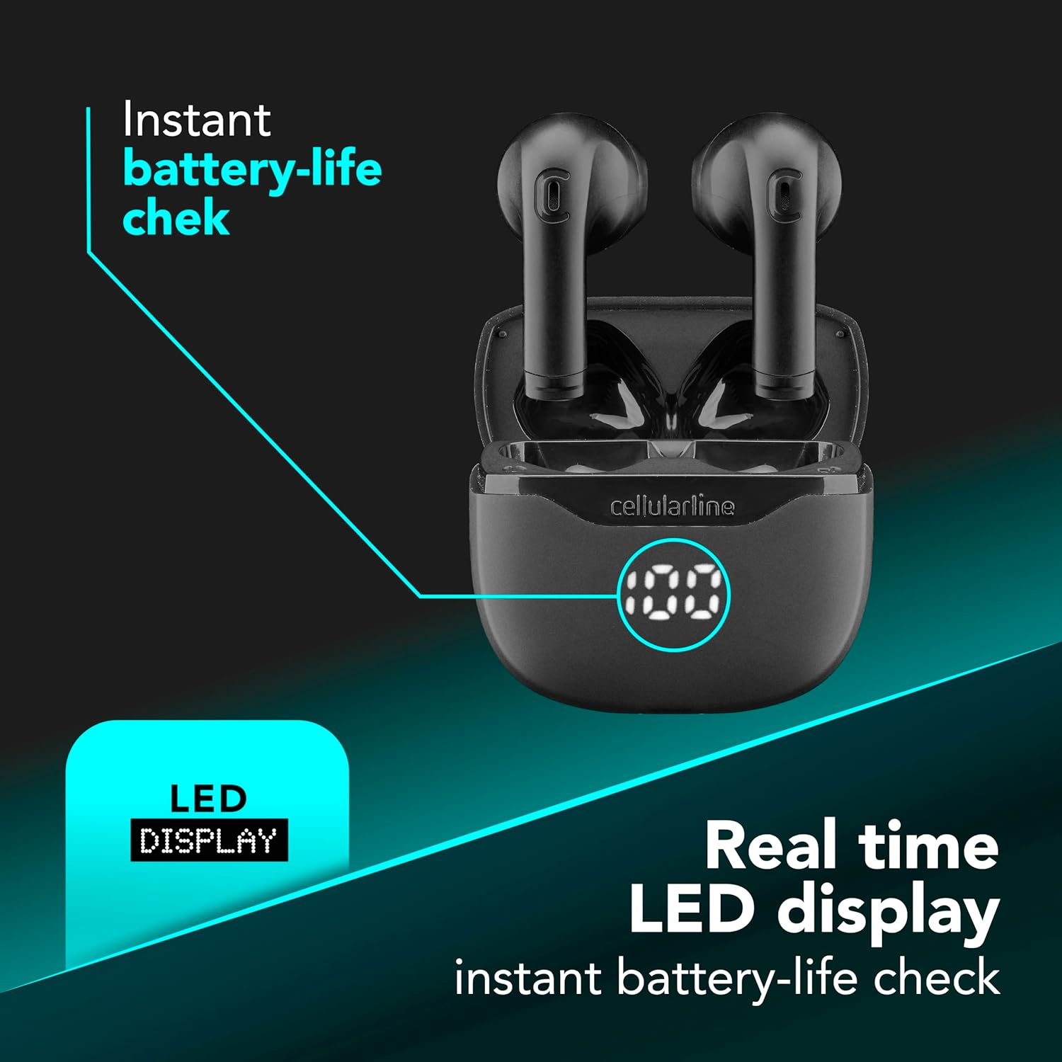 Thumbnail 2 de Cellularline CORE Auricolari Bluetooth True Wireless con custodia di ricarica e display LED