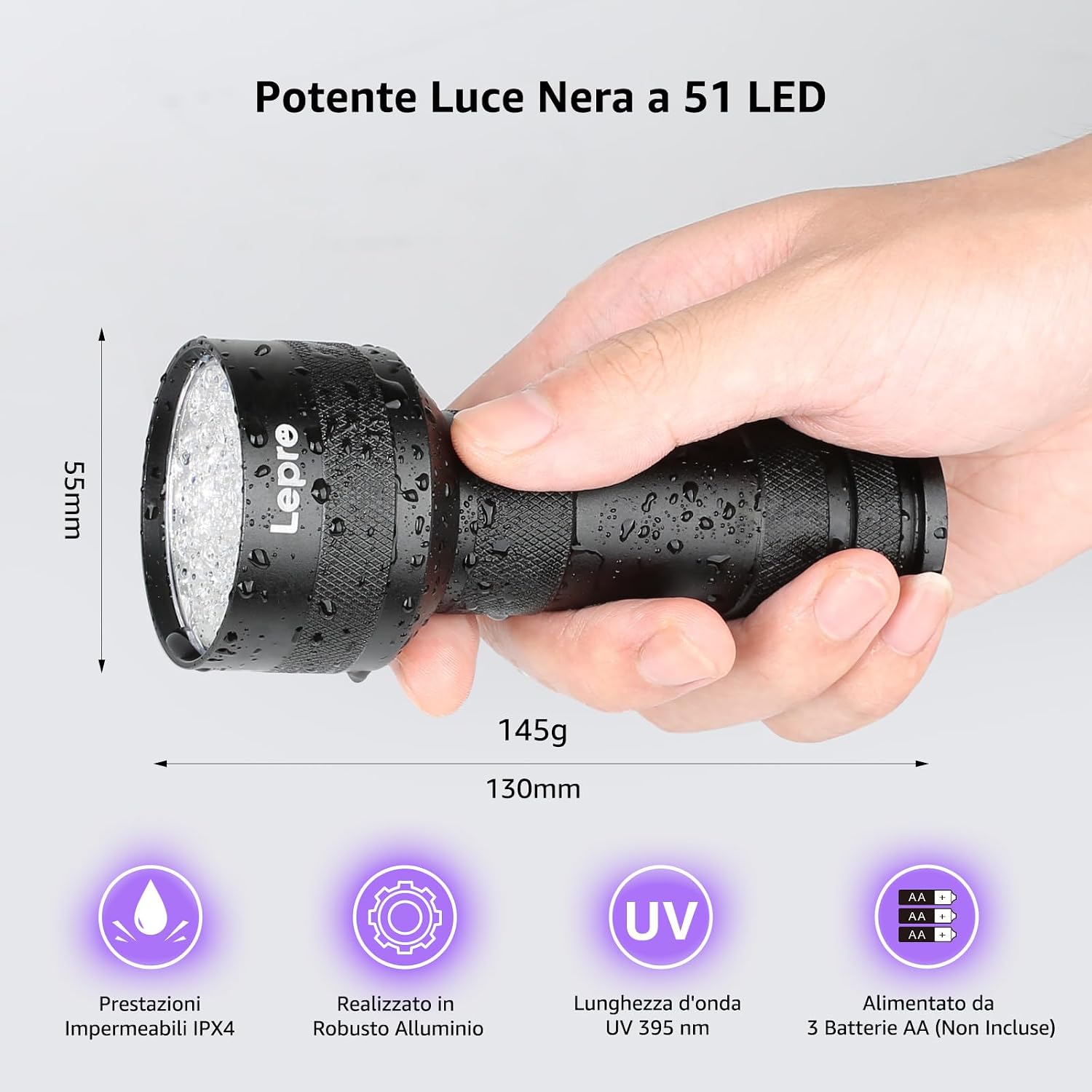 Detalle de Lepro Lampada UV 51 LED 395nm per rilevazione