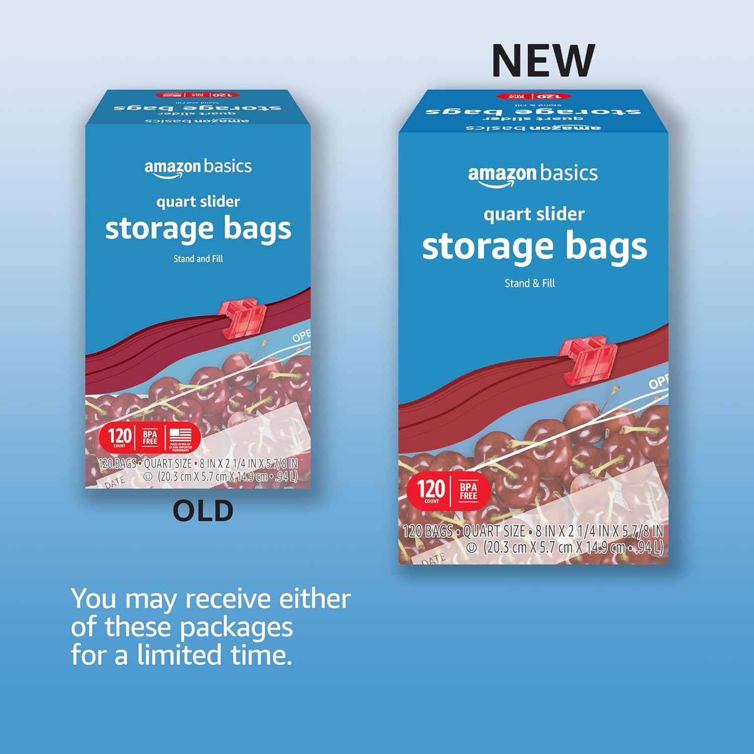 Detalle 2 de Amazon Basics Slider Quart Food Storage Bags 120