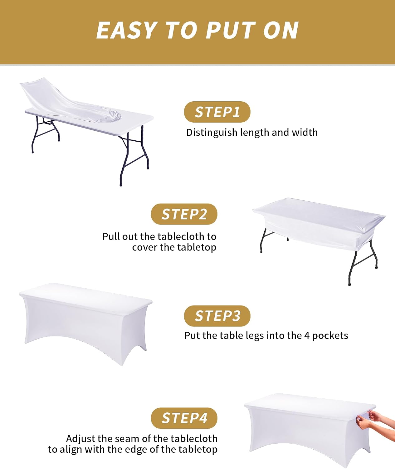 Detalle 1 de Fixwal Stretch Tablecloth 3 Pack, 8 ft