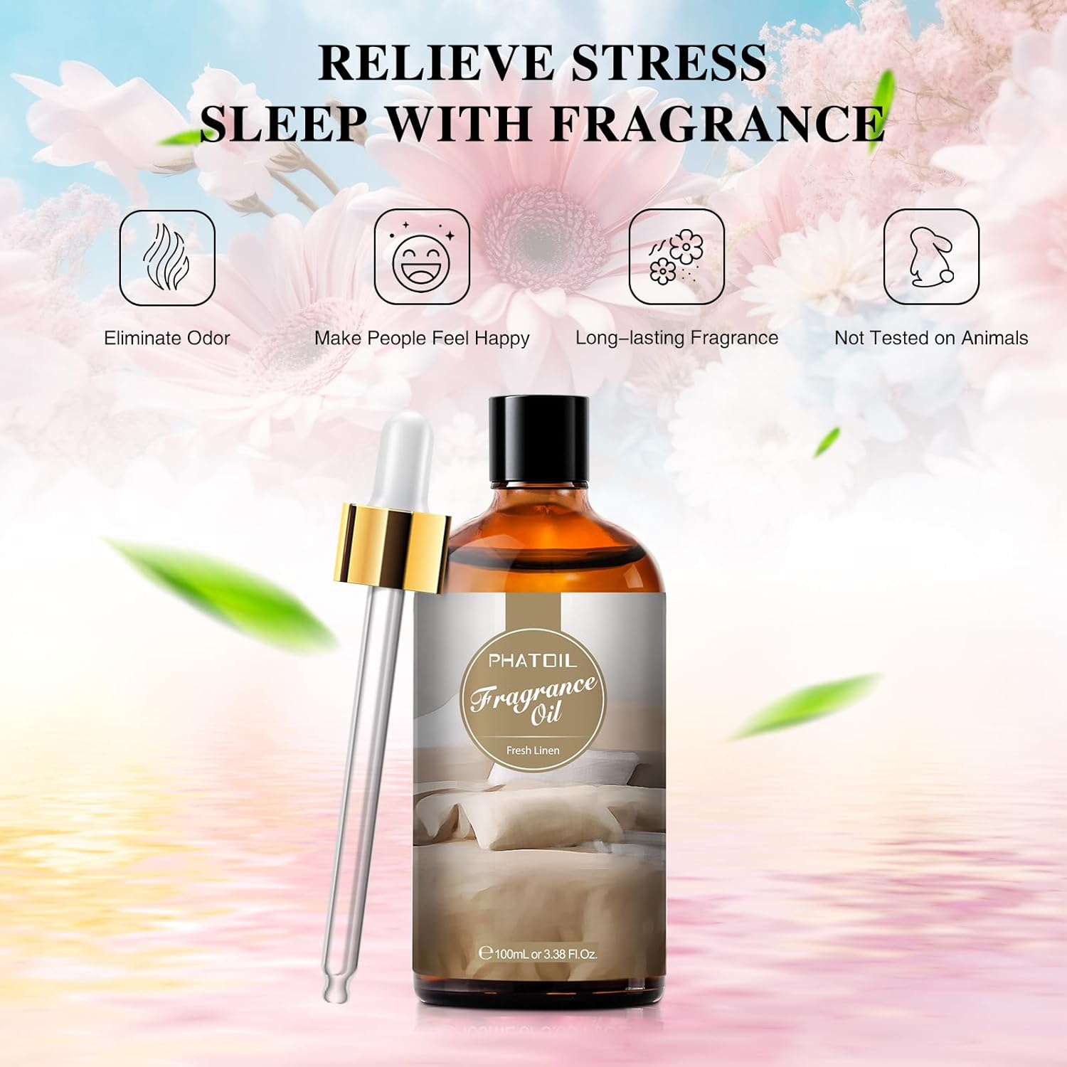 Detalle de PHATOIL Fresh Linen Fragrance Oil (100ml) for Diffusers, Candles, and Soaps