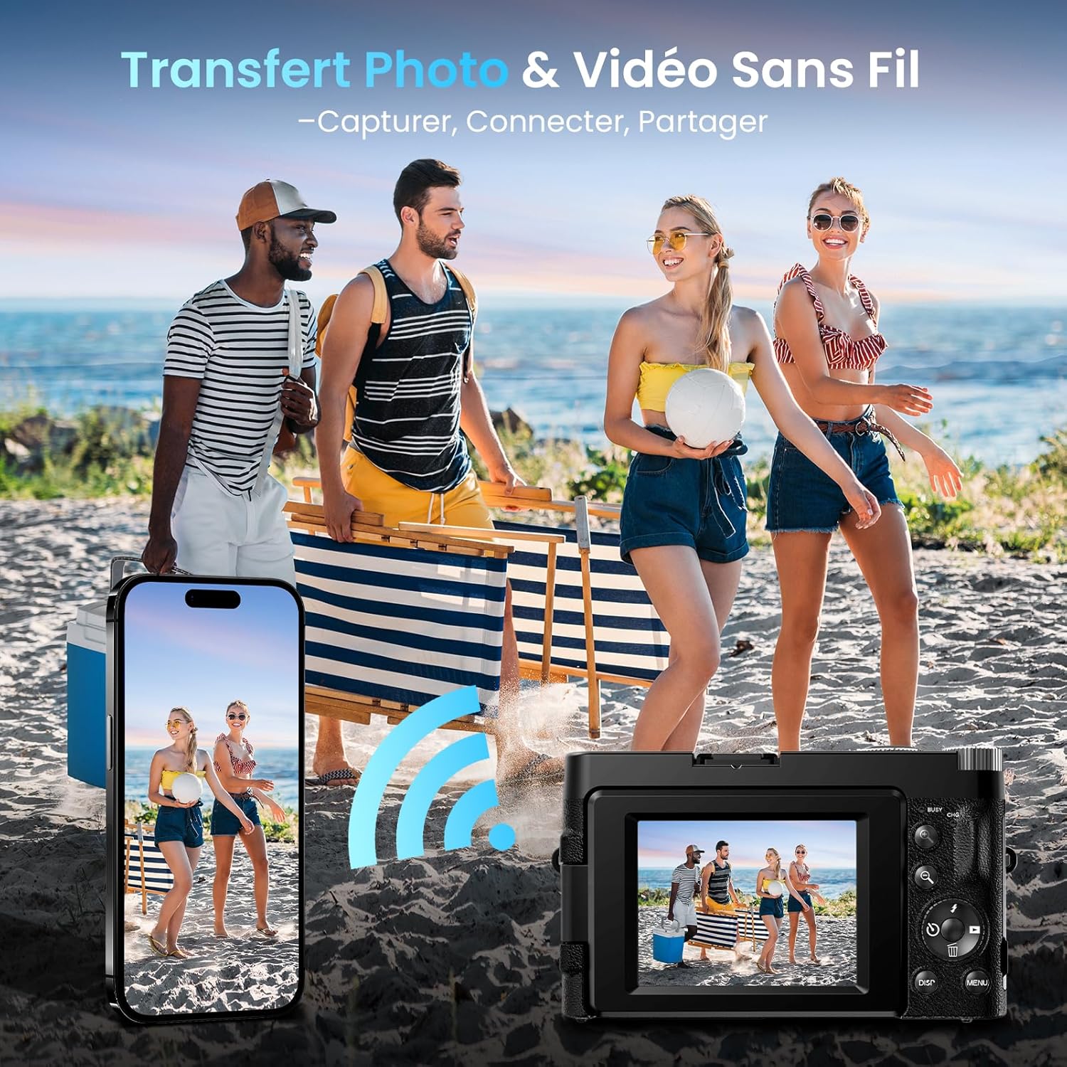 Detalle 2 de Digitalkamera 4K mit WiFi, 64 MP – Kompakt, ideal für Teens, Anfänger und Vlogging