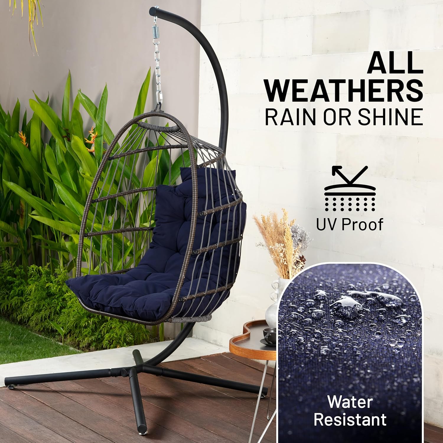 Thumbnail 5 de SereneLife Foldable Egg Chair 158 kg