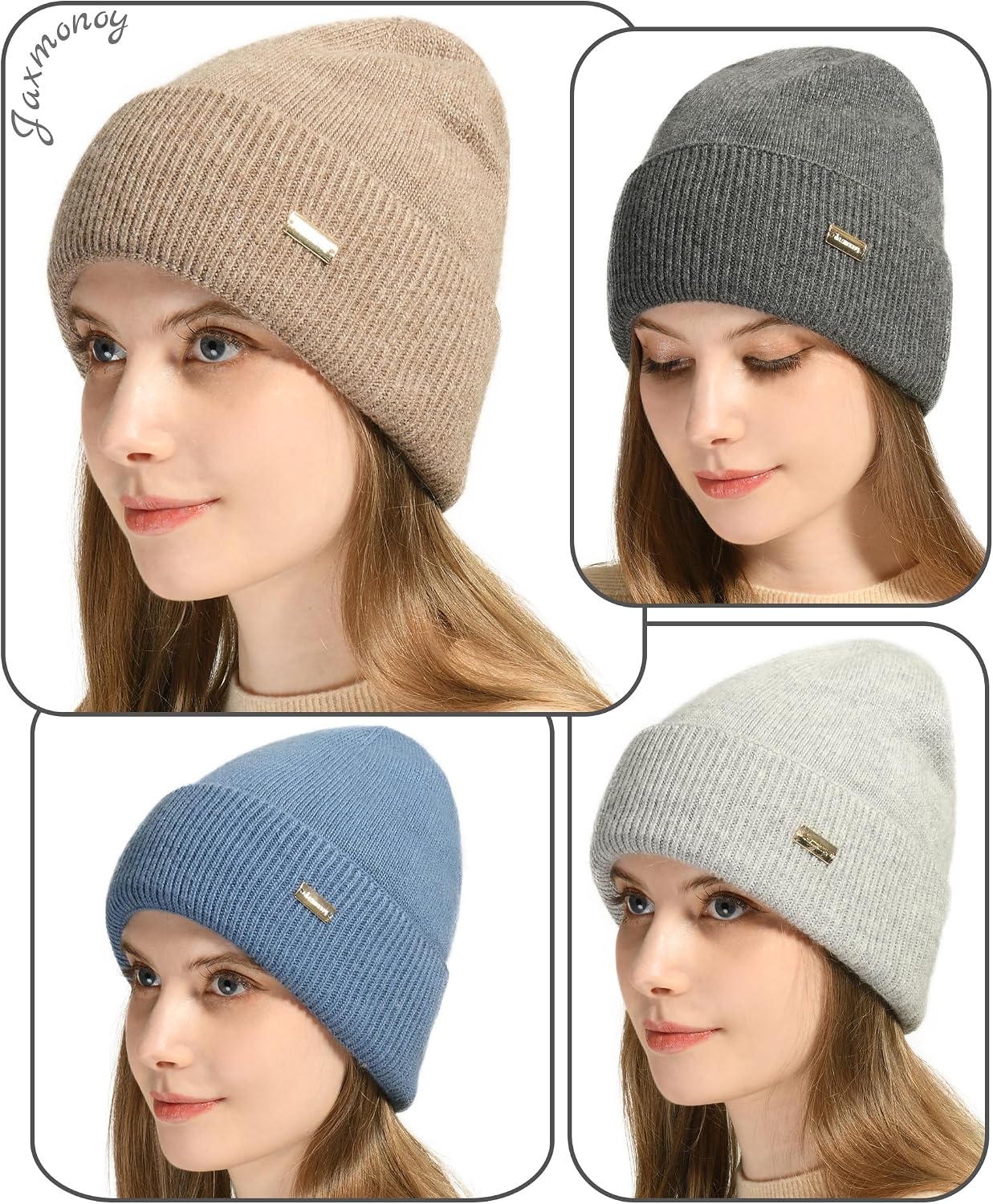 Thumbnail 6 de jaxmonoy Knit Beanie Soft Double-Layer Winter Hat