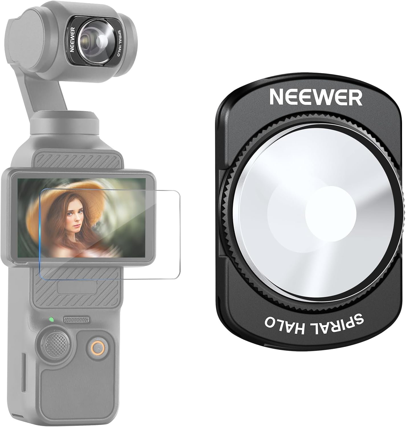 Detalle de NEEWER FL-C35 : filtre à prisme à halo spiralé magnétique pour DJI Osmo Pocket 4/3