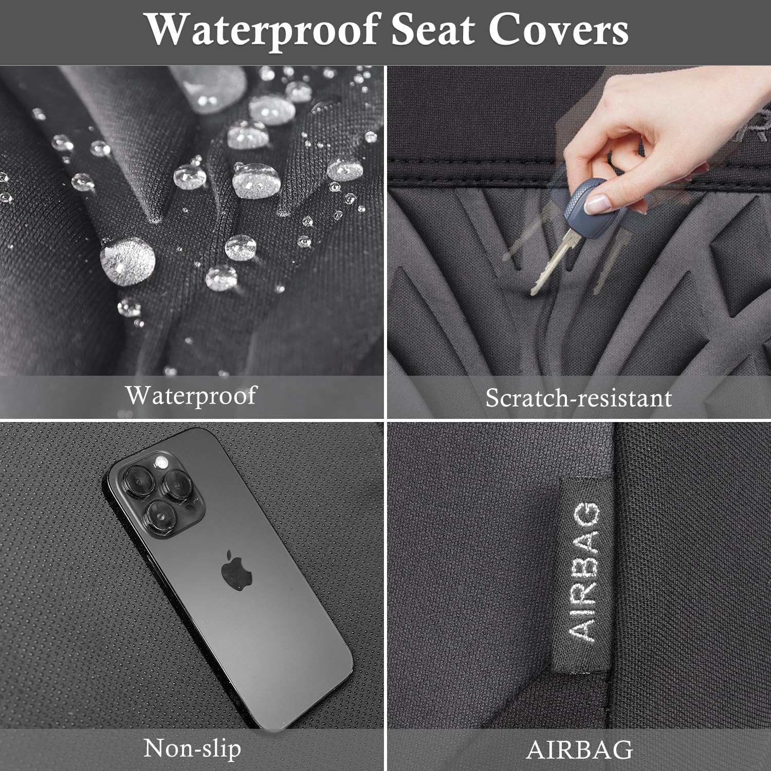 Thumbnail 6 de CAR PASS Neoprene Waterproof Seat Covers – Front 2-Pack (Black/Gray) for Vans, Trucks, SUVs