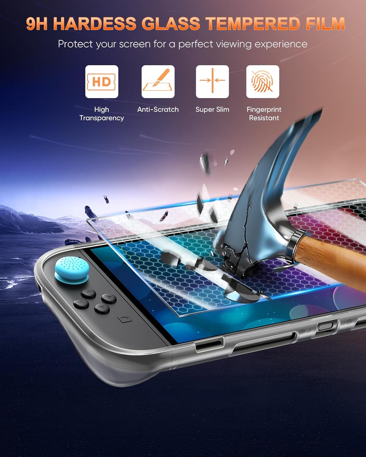 Thumbnail 4 de Soft TPU Case for Nintendo Switch 2 (2025) with 2 Screen Protectors & Thumb Grips (Clear Black)