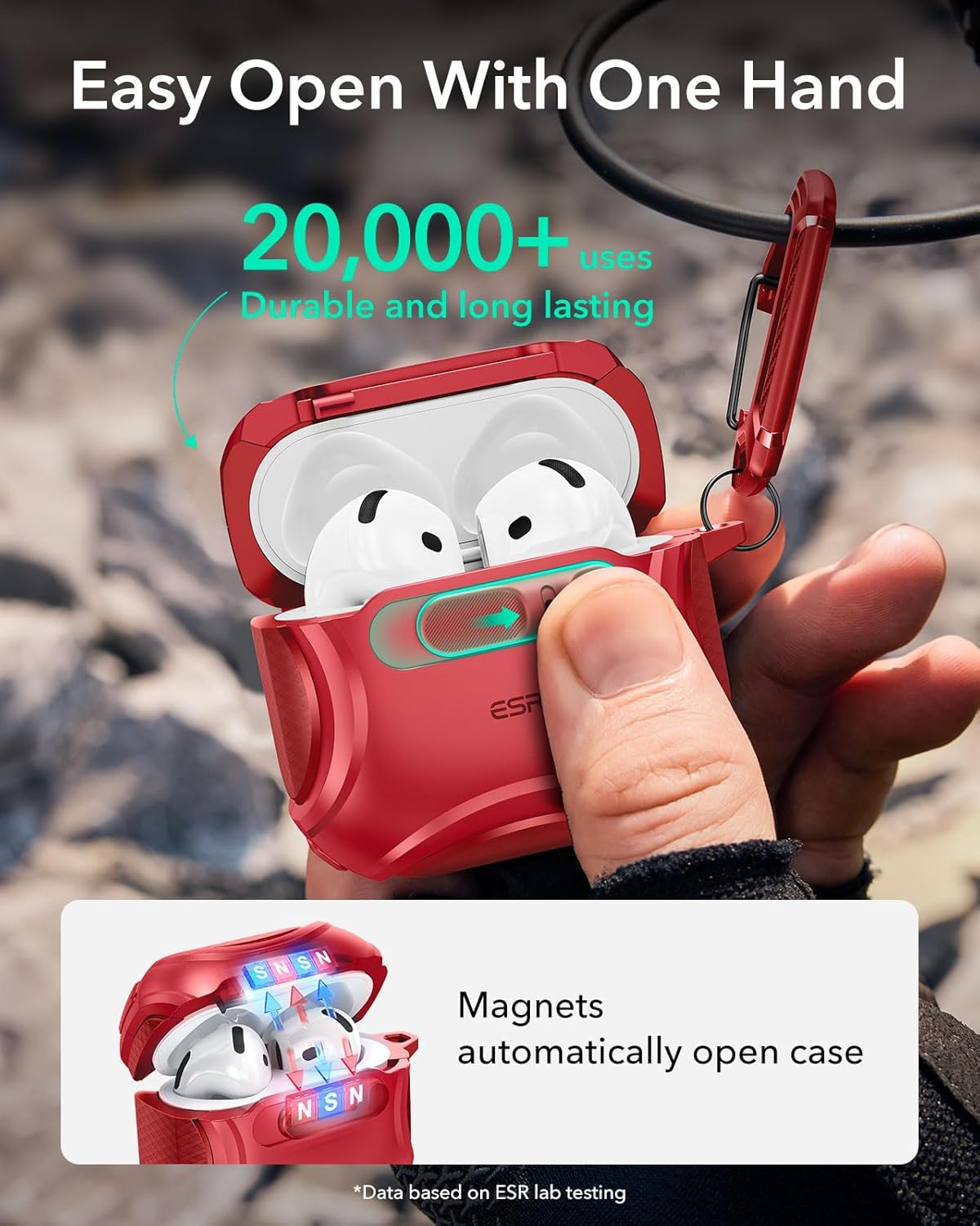 Thumbnail 4 de ESR AirPods 4 case (2024, USB‑C) with MagSafe support in Red – compatible with AirPods 4