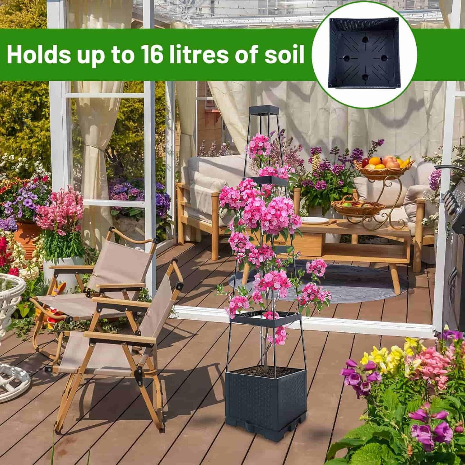 Thumbnail 4 de Self-Watering Tomato Planter Cage with Adjustable 4-Tier Metal Trellis (Detachable) Raised Garden Bed Support Box