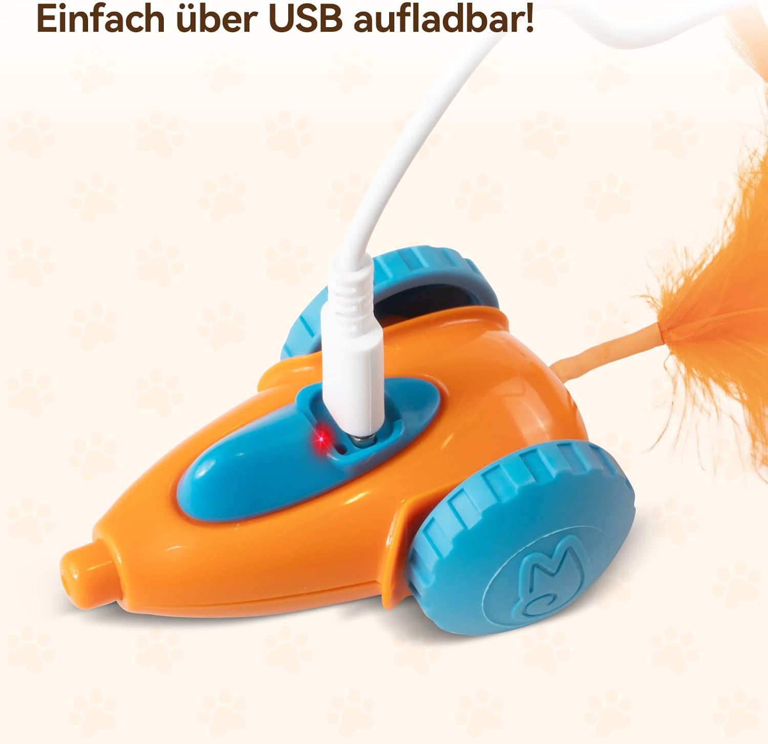 Detalle de Migipaws Interaktives Katzenspielzeug – Elektrische Maus mit Federn, wiederaufladbar