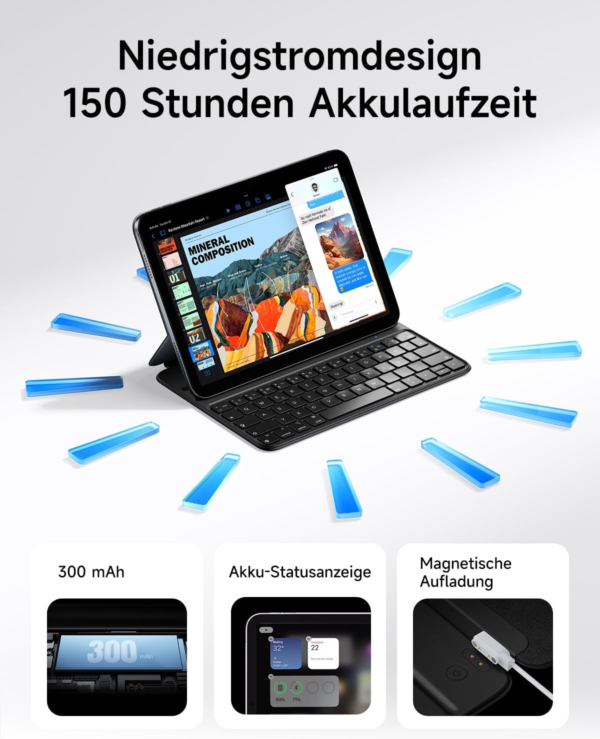 Thumbnail 3 de HOU Slim Bluetooth Tastatur Hülle iPad 11