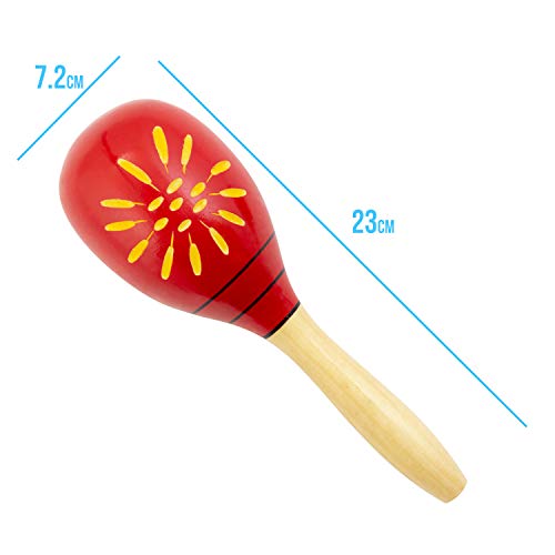 Detalle de Tiger Maracas Decorate in Legno Rosse – Suono e stile in un pezzo unico