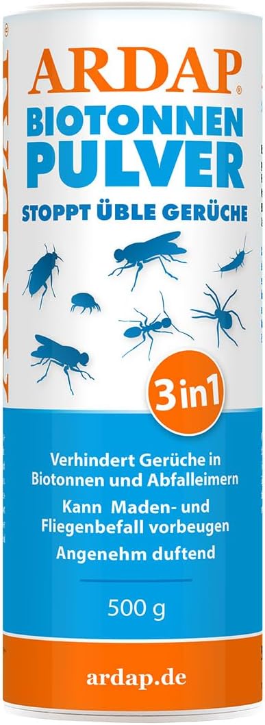 Detalle de ARDAP Biotonnenpulver 500 g – Gegen Maden, Gerüche und Ungeziefer in Bioabfällen