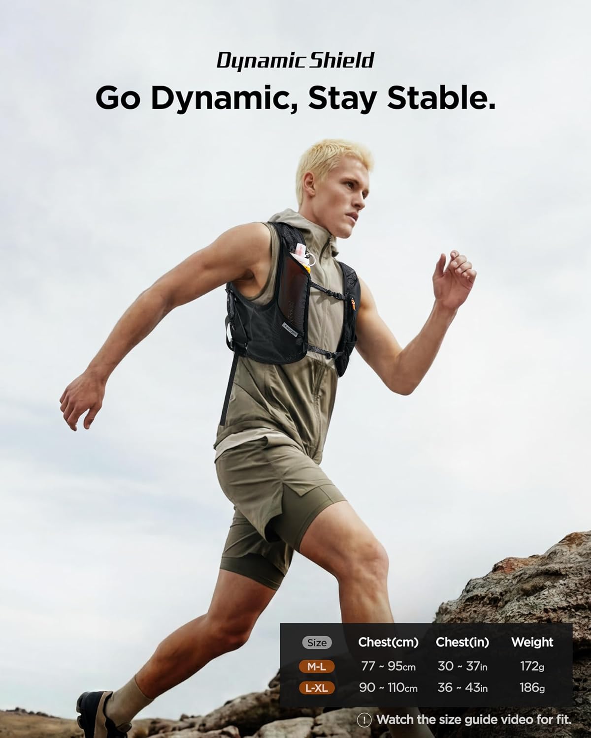 Detalle de Spigen A721 Gilet d’hydratation de course avec flasque 500 ml et support téléphone sécurisé (M/L ou L/XL) – Noir