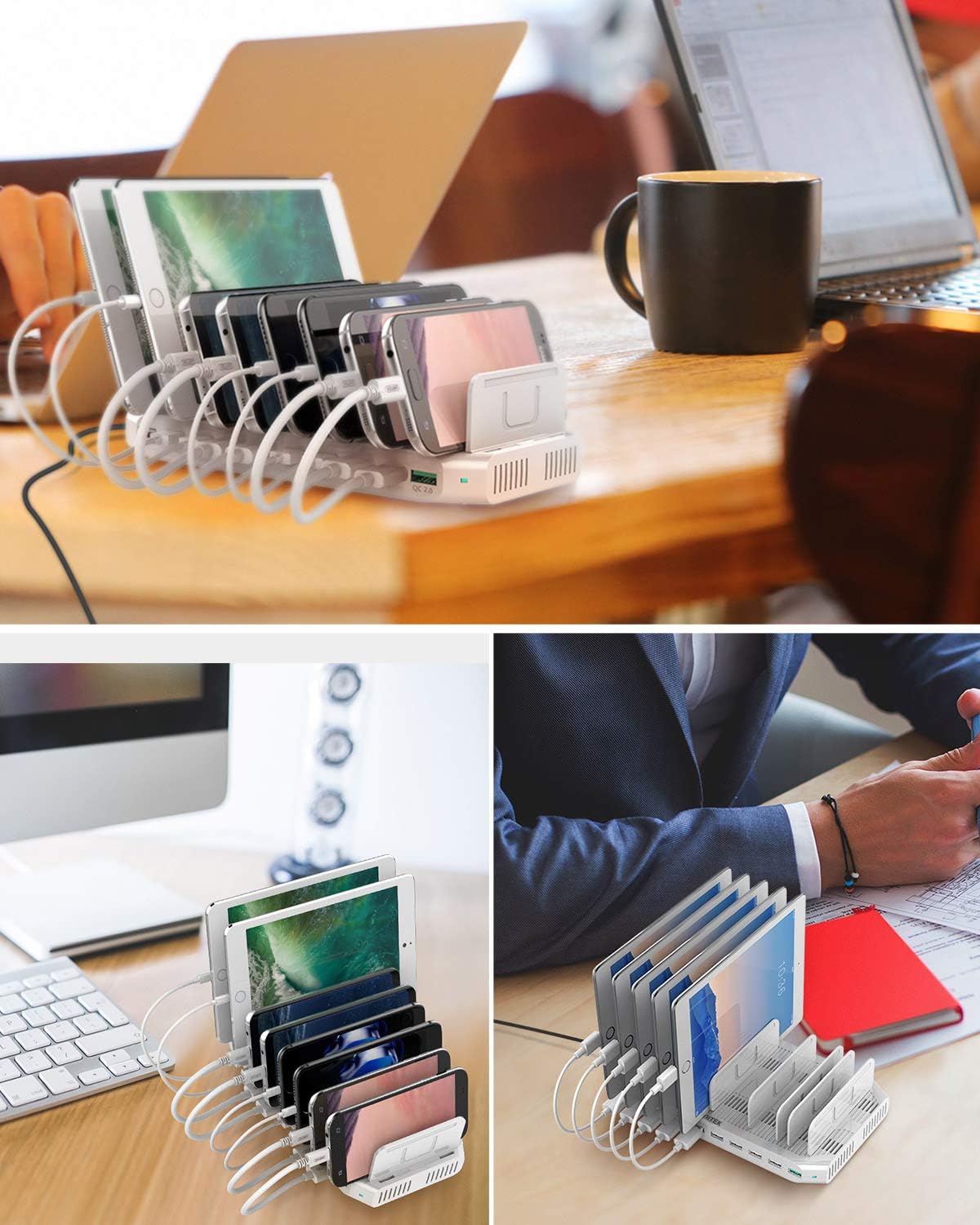 Thumbnail 6 de Unitek Charging Station for Multiple Devices: 10-Port USB Dock with Adjustable Dividers