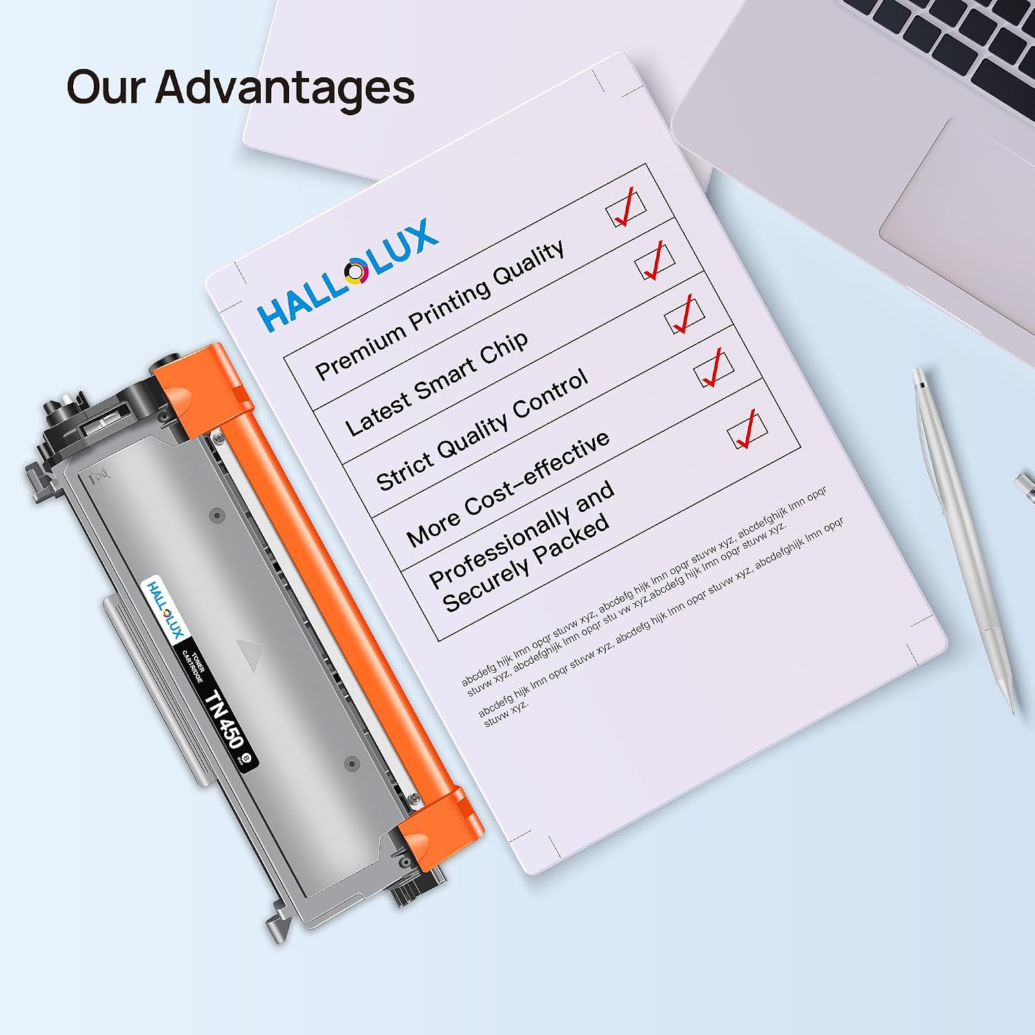 Detalle de HALLOLUX TN450/TN420 Black Toner Cartridge, 2-Pack for Brother Printers