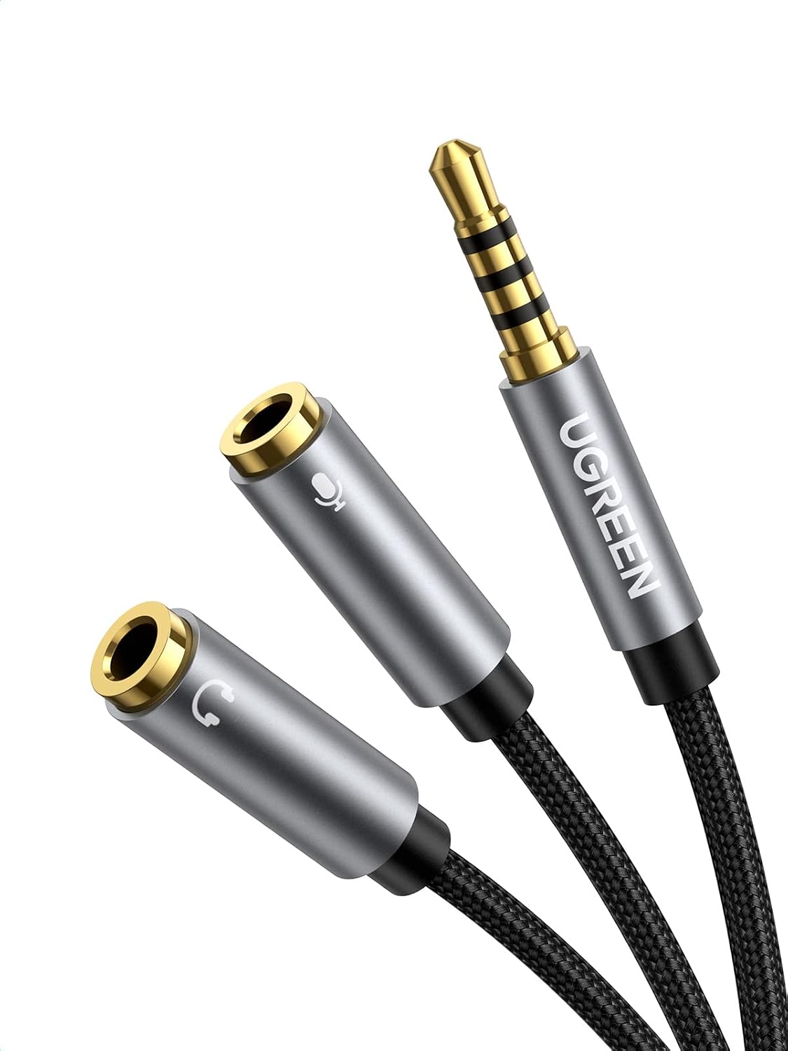 Detalle de UGREEN 3.5mmオーディオ分配ケーブル 4極CTIA対応・ヘッドホン/マイク用 20cm