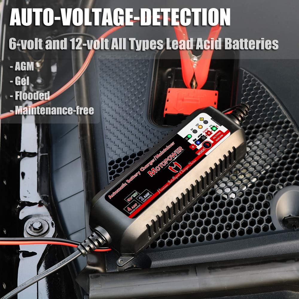 Detalle de MOTOPOWER MP00207-FR Chargeur Intelligent 6V/12V – Mainteneur Automatique avec Mode de Récupération