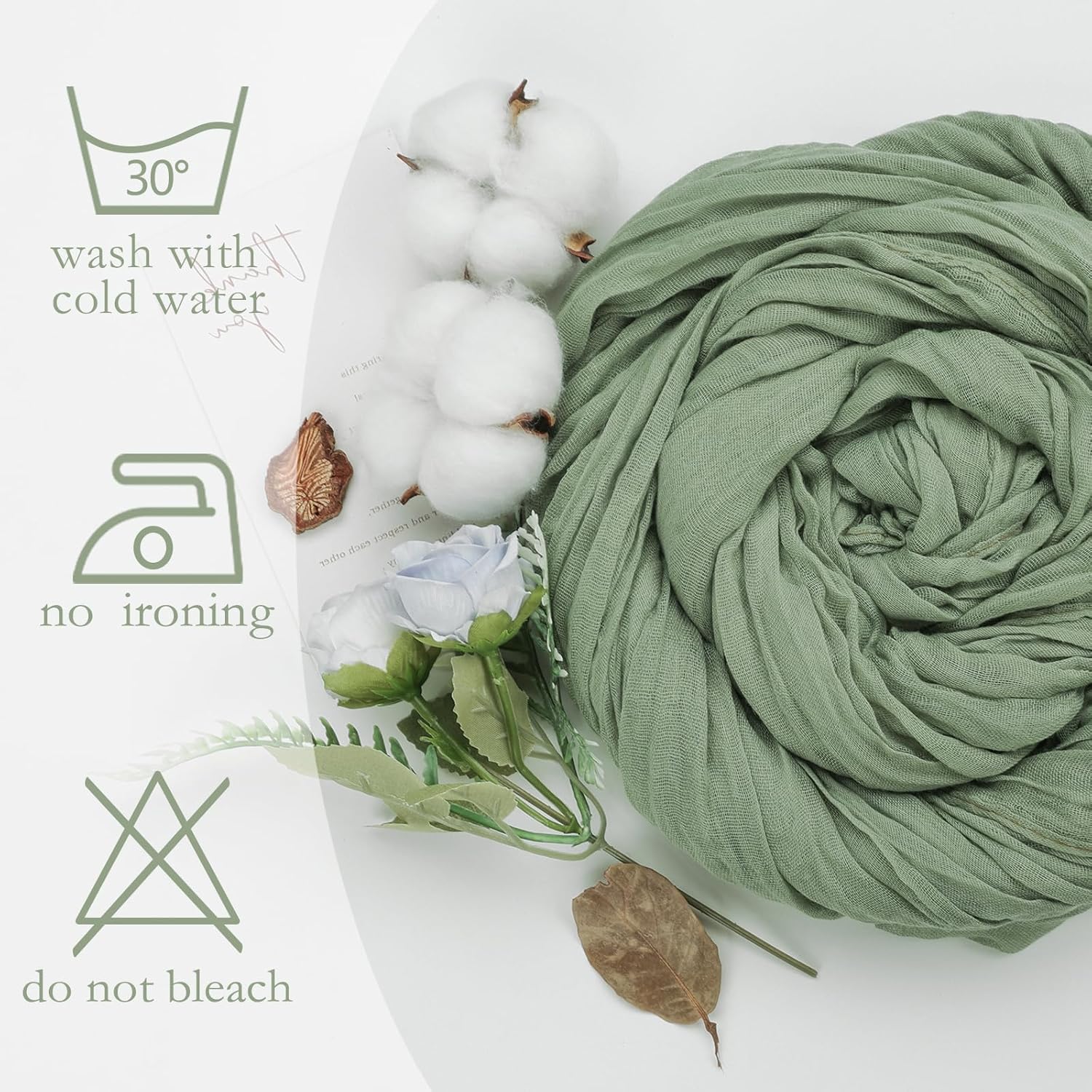 Detalle de pepmily 8 Pack Sage Green Cheesecloth Table Runner (23 x 120 Inch) – Rustic Boho Decor for Weddings, Parties, and Home Use
