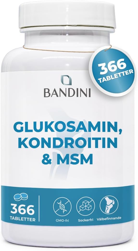 Detalle de BANDINI Glukosamin, kondroitin, MSM och C-vitamin – 366 veganska tabletter