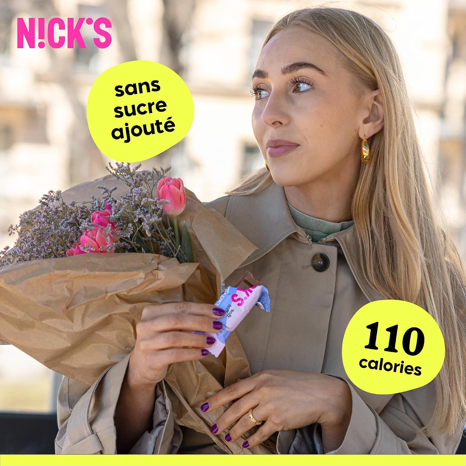 Detalle de N!CK'S Keto Soft Toffee Caramel chocoladesnack met karamel, 110 calorieën