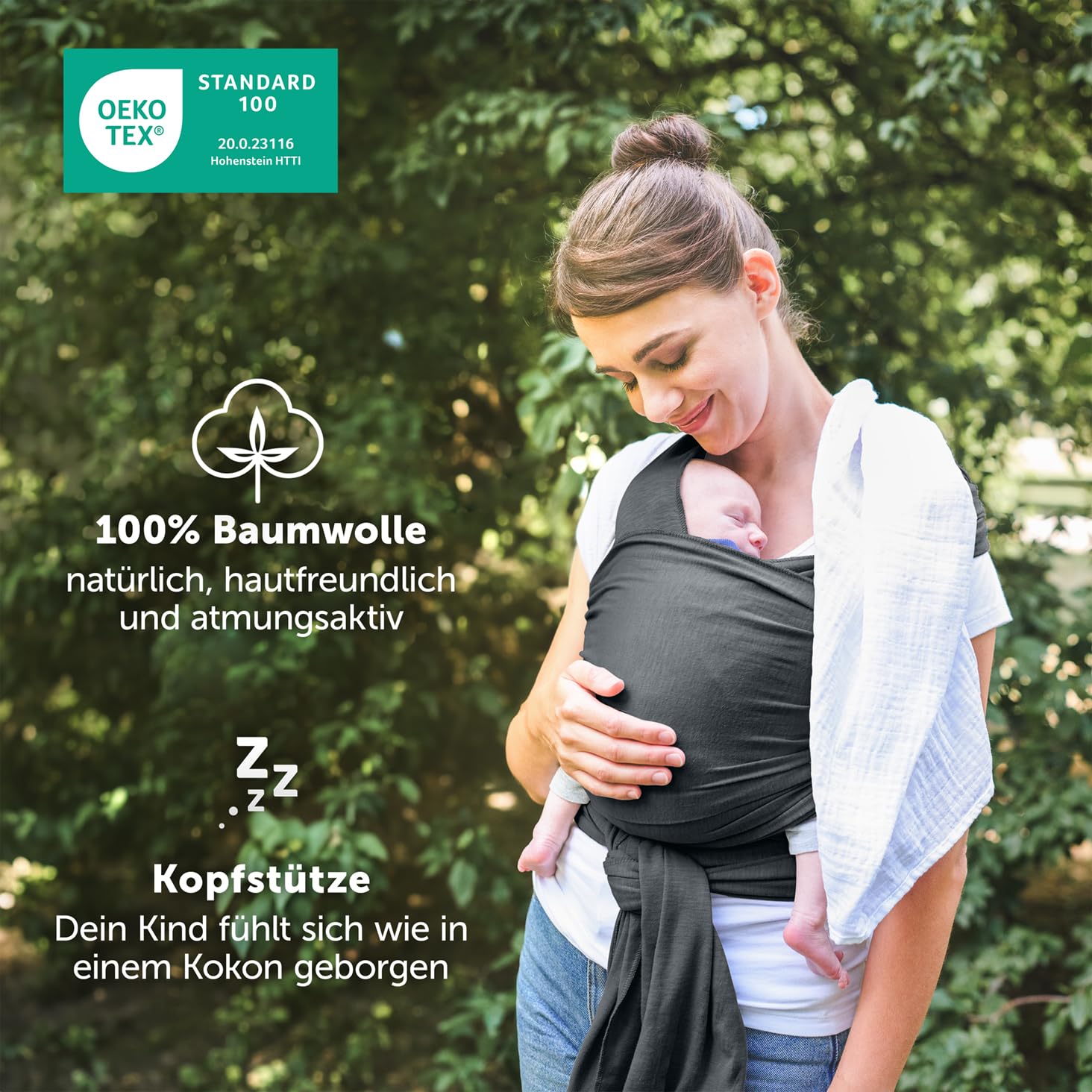 Thumbnail 2 de Laleni Babytragetuch für Neugeborene – 100% Bio-Baumwolle, elastisch bis 15 kg