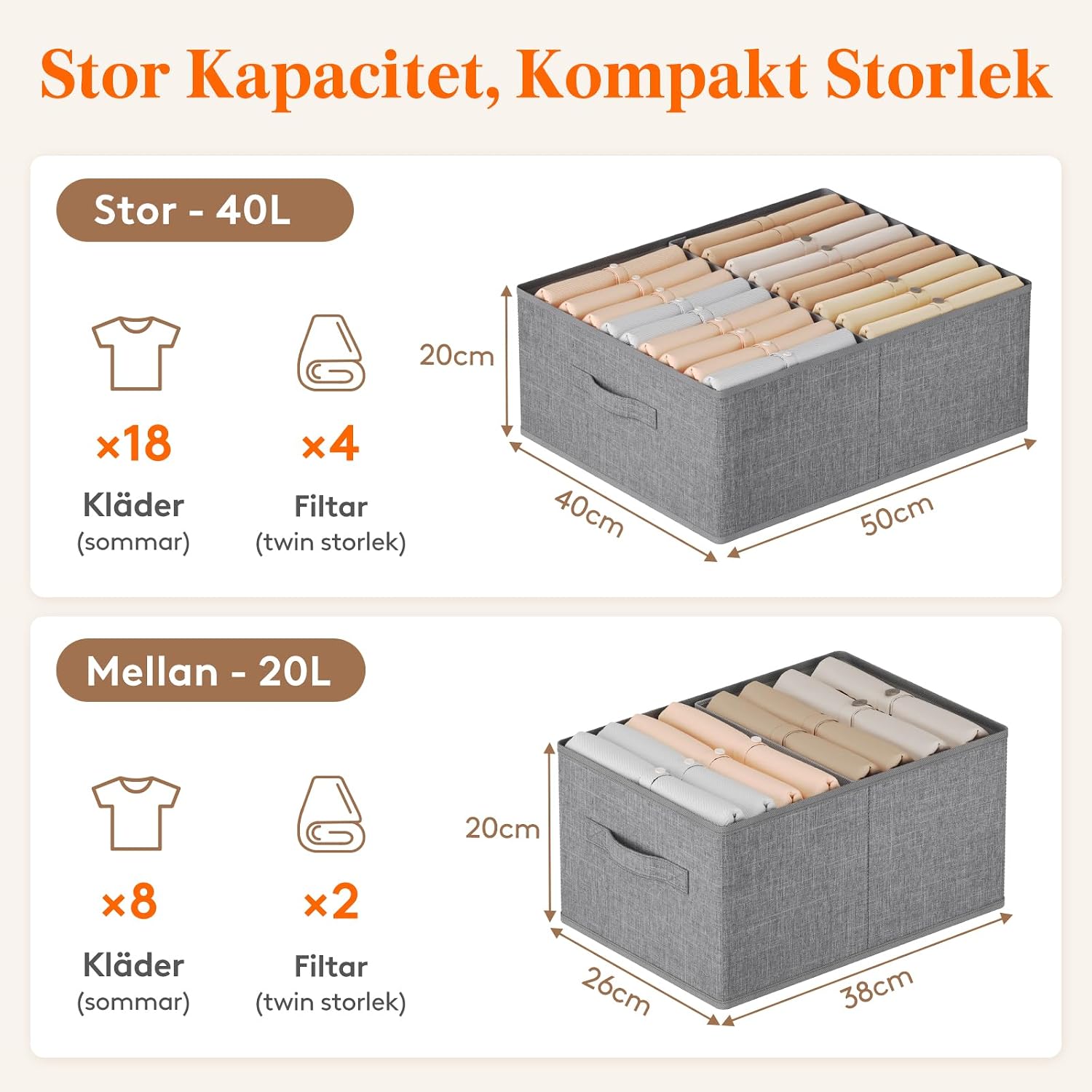 Detalle de Lifewit LH24233.01FG.V1.M01 förvaringslådor, 4-pack med avdelare