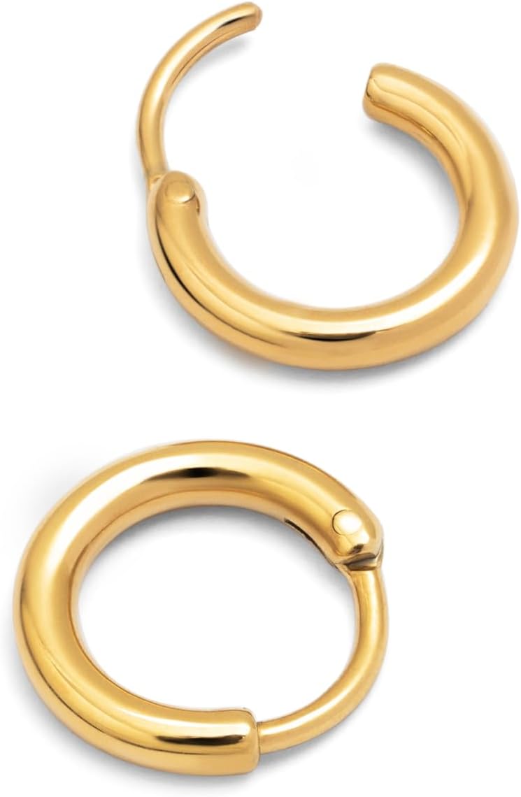 Detalle de SINGULARU Orecchini Maria in acciaio inox placcato oro 18 kt, cerchio midi da 24 mm