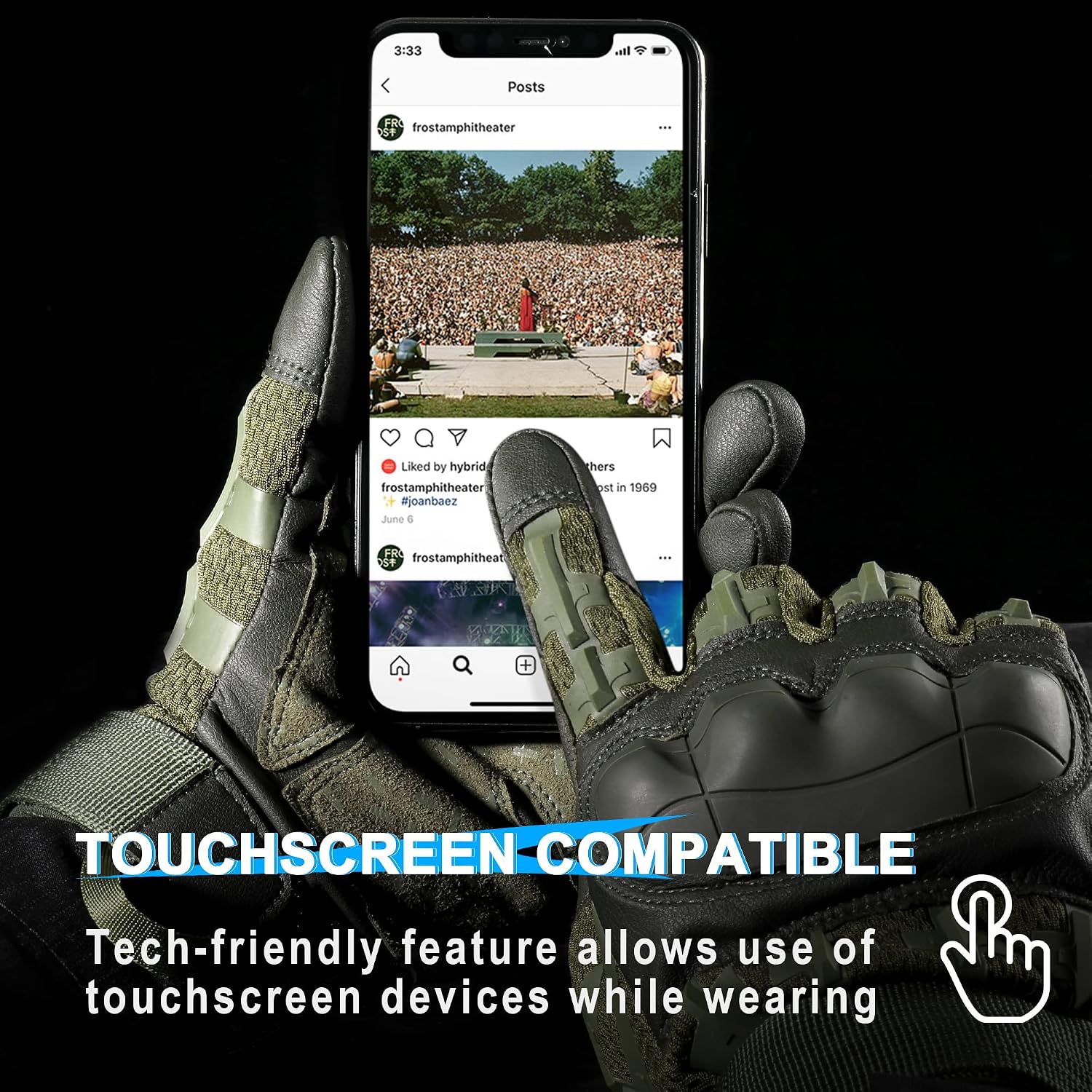 Detalle de WTACTFUL B36 Tactical Gloves, Green Small, Touchscreen and Reinforced Palm
